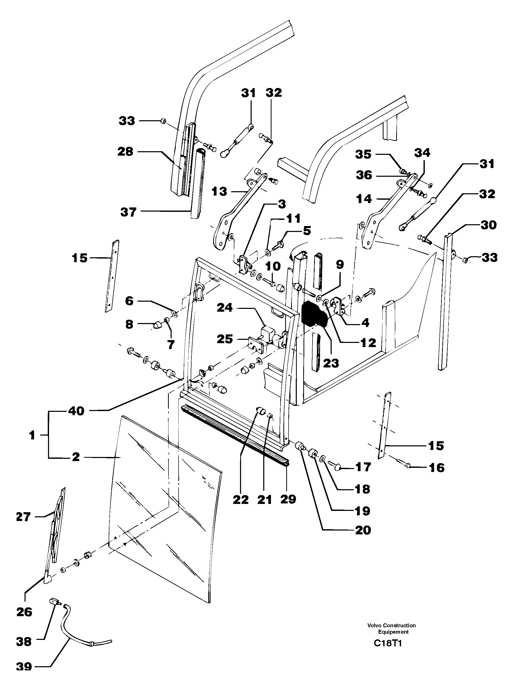 Cab : sliding window ( front ) — volvo parts diagram