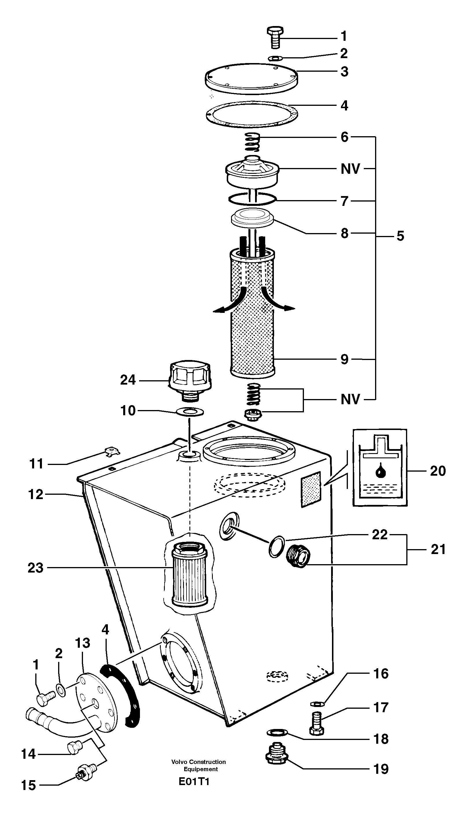 Hydraulic tank — volvo parts diagram