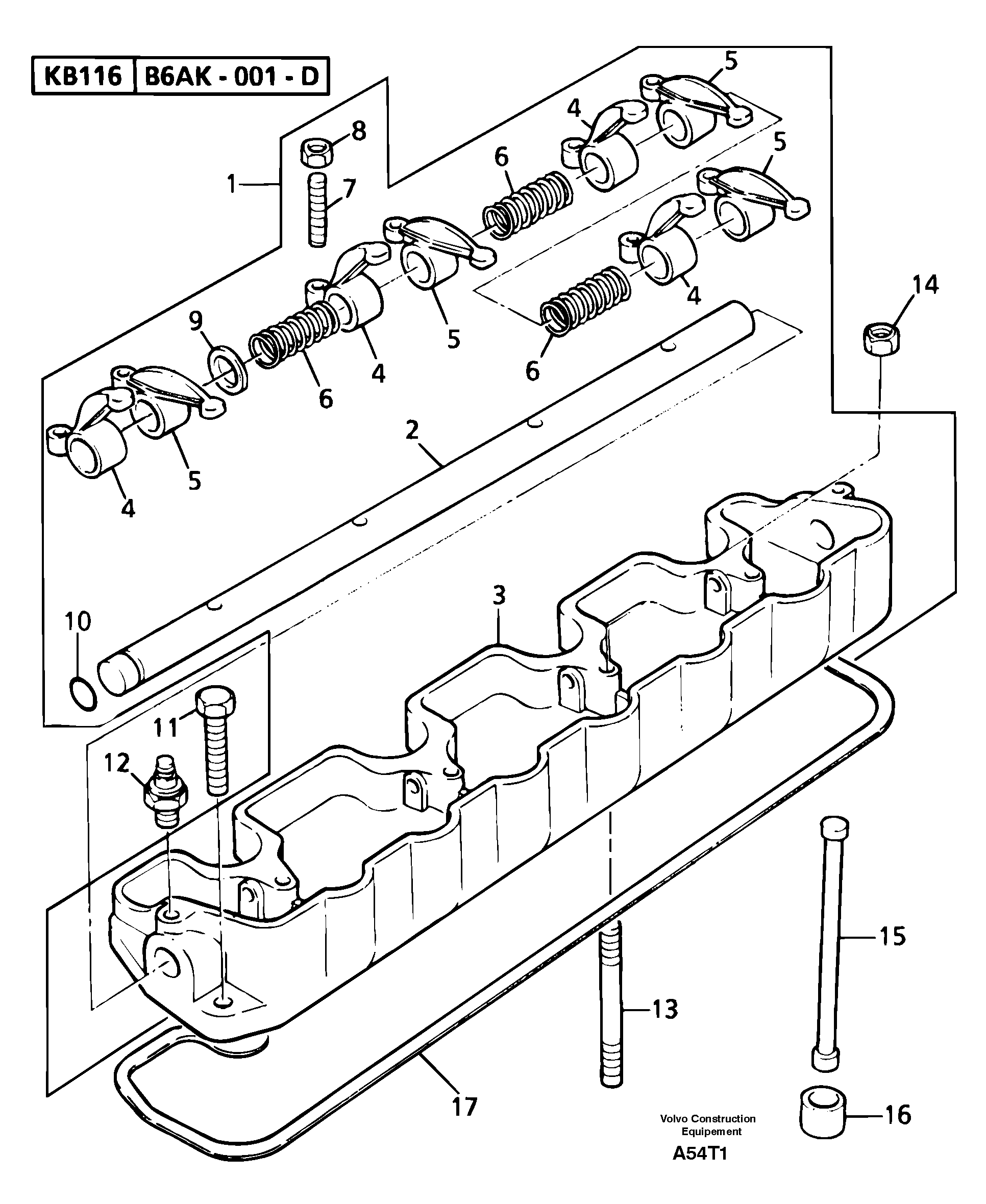 Rocker arm shaft — volvo parts diagram