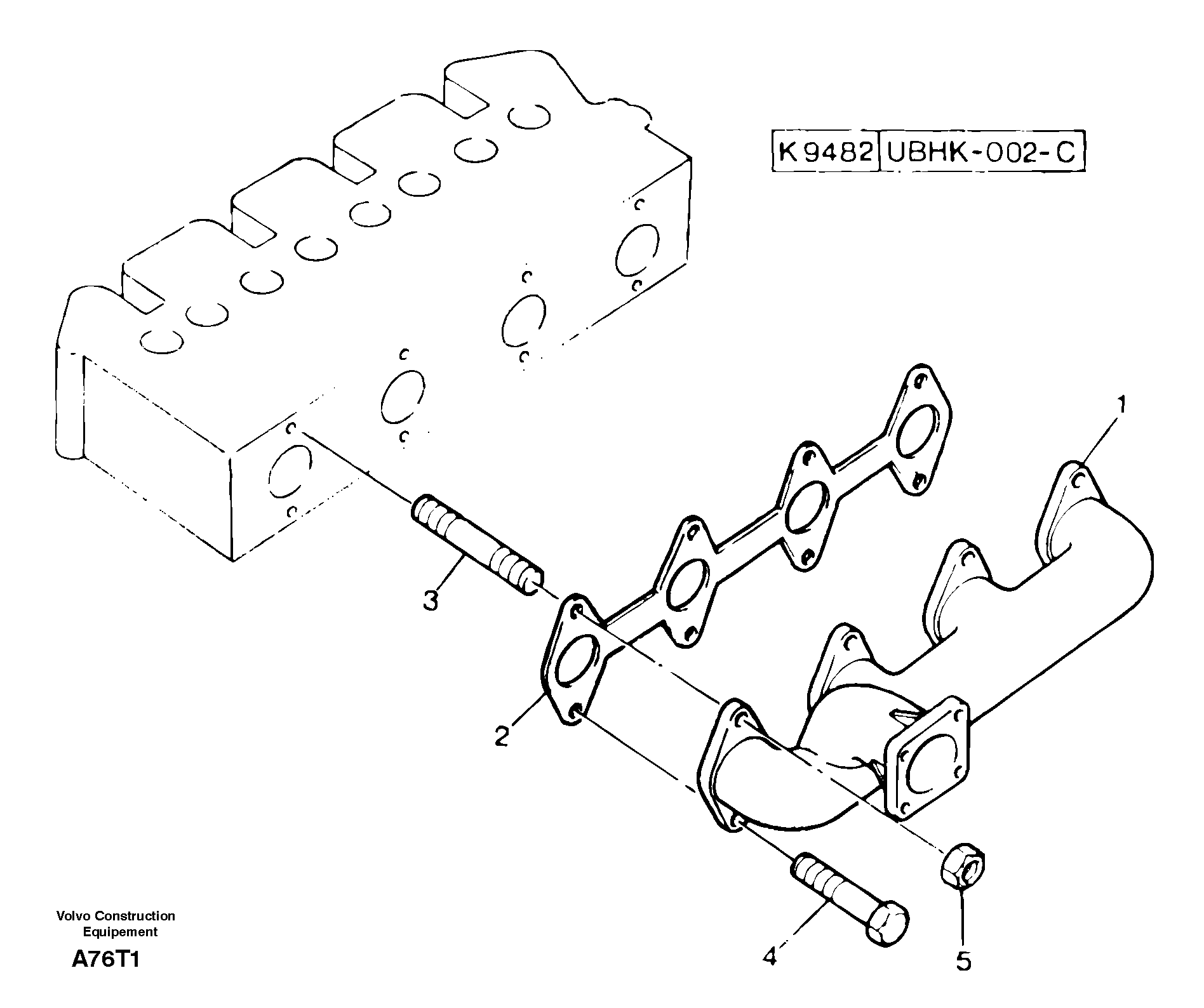 Exhaust manifold — volvo parts diagram