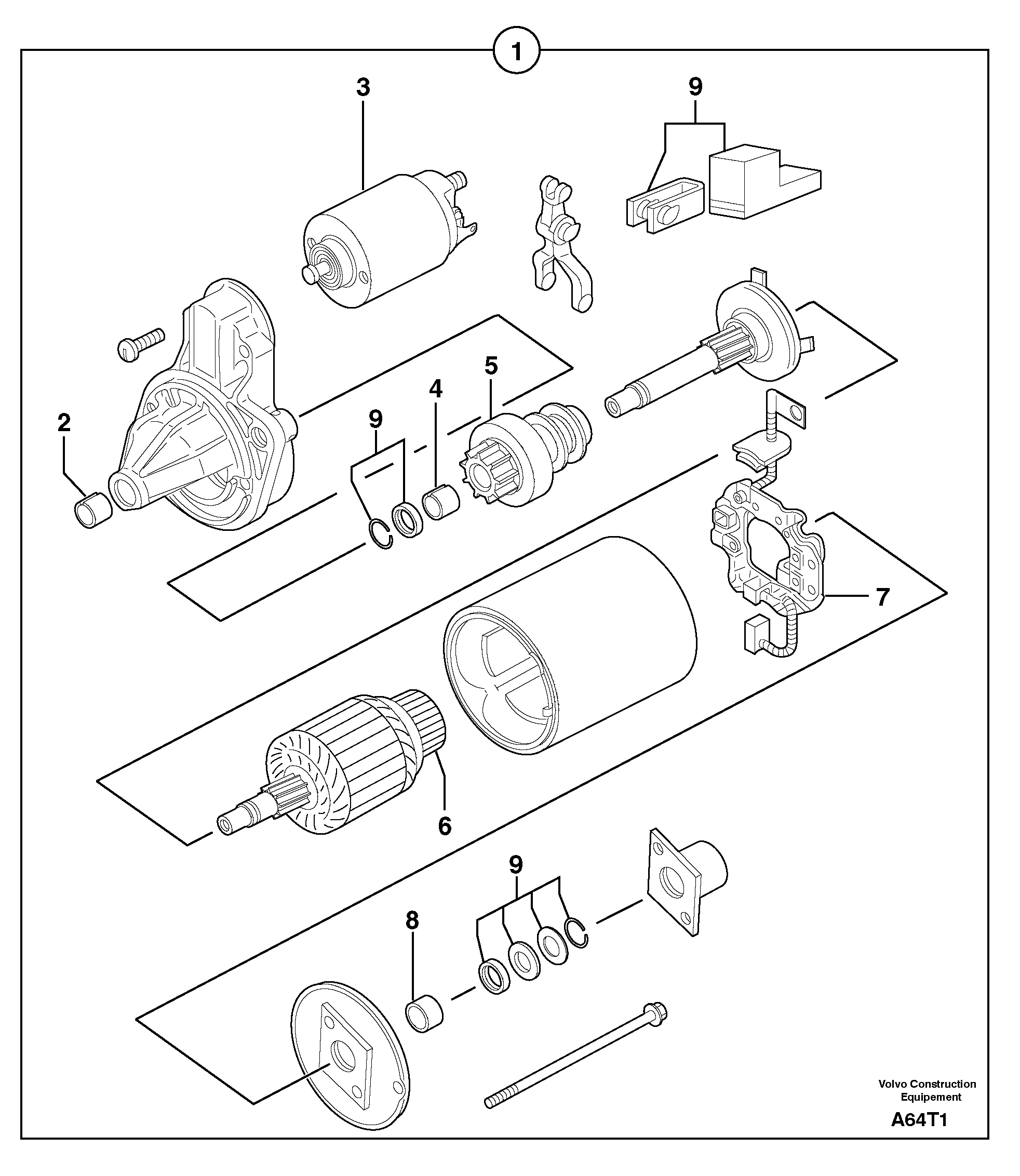 Starter motor 12 V - 2 KW — volvo parts diagram