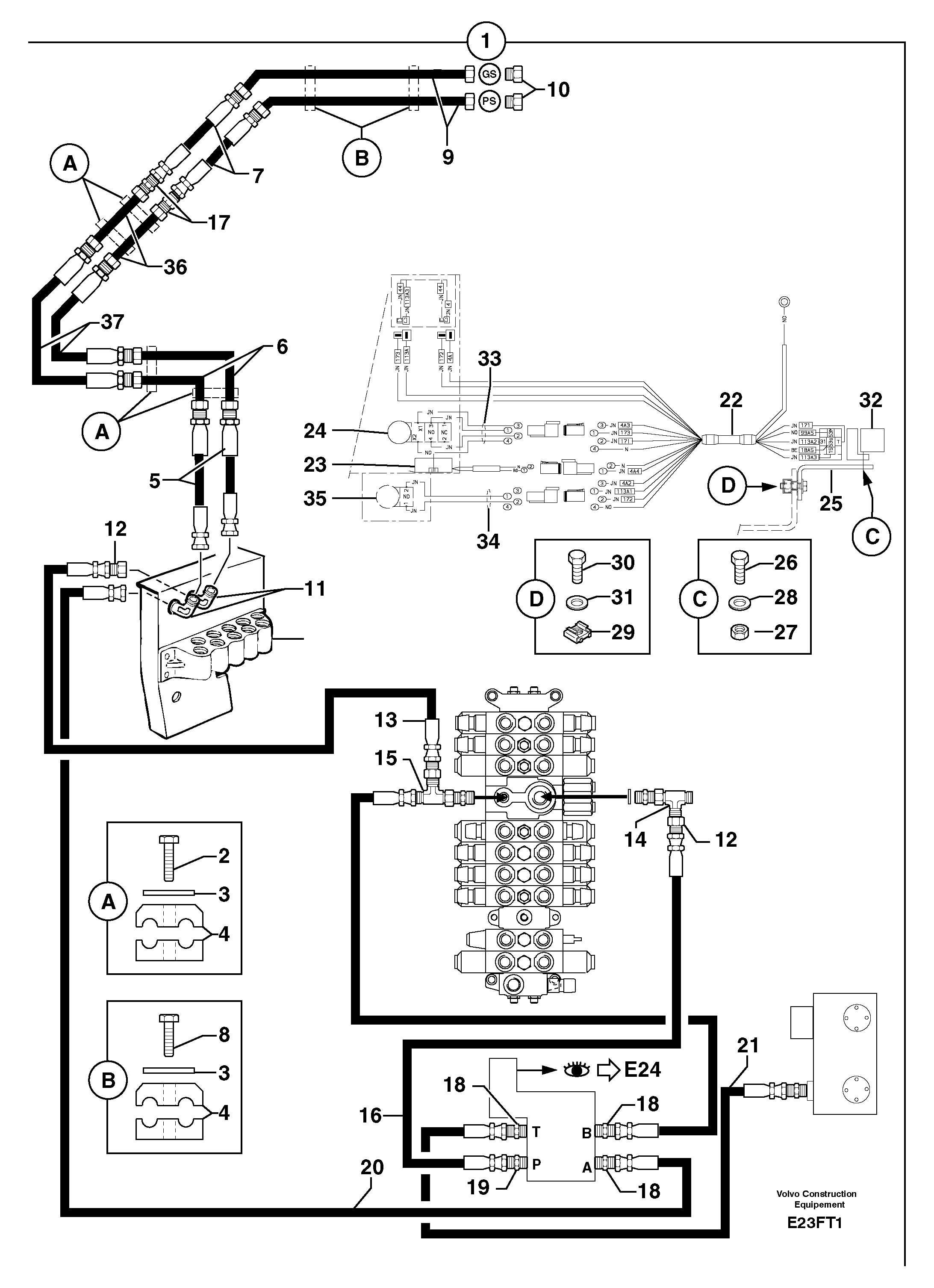 Hyd. circuit (quickfit/double-acting) — volvo parts diagram