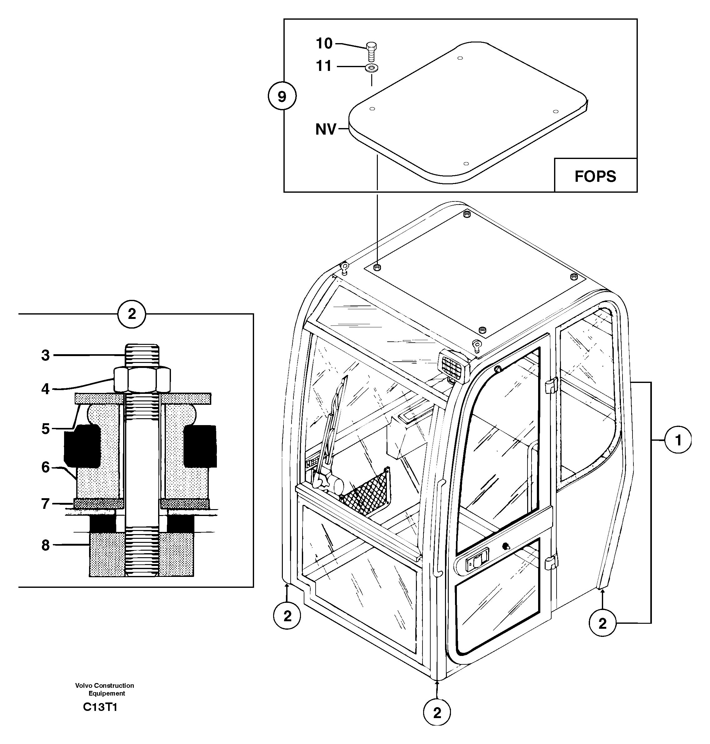 Equipped cabin — volvo parts diagram