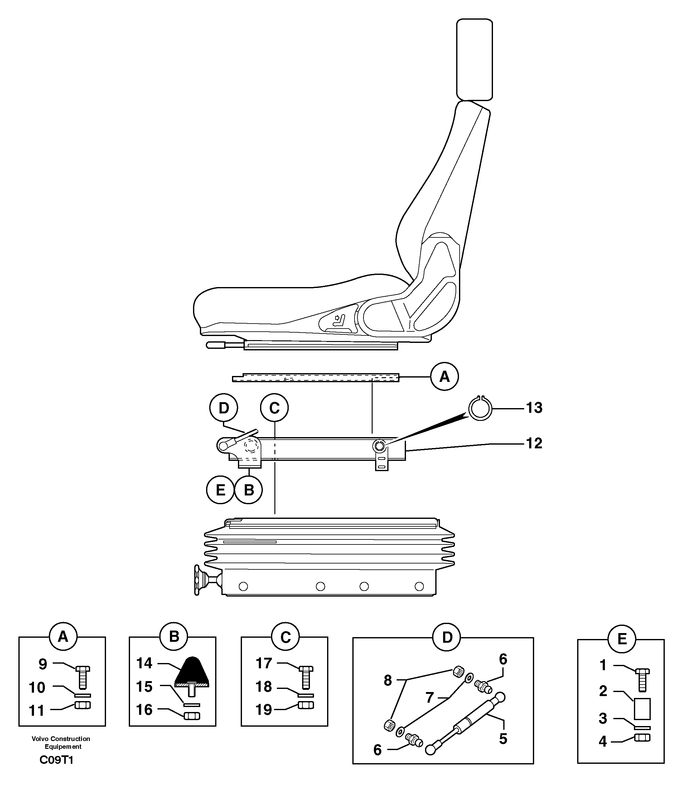 Suspended seat ( holding fixture ) — volvo parts diagram