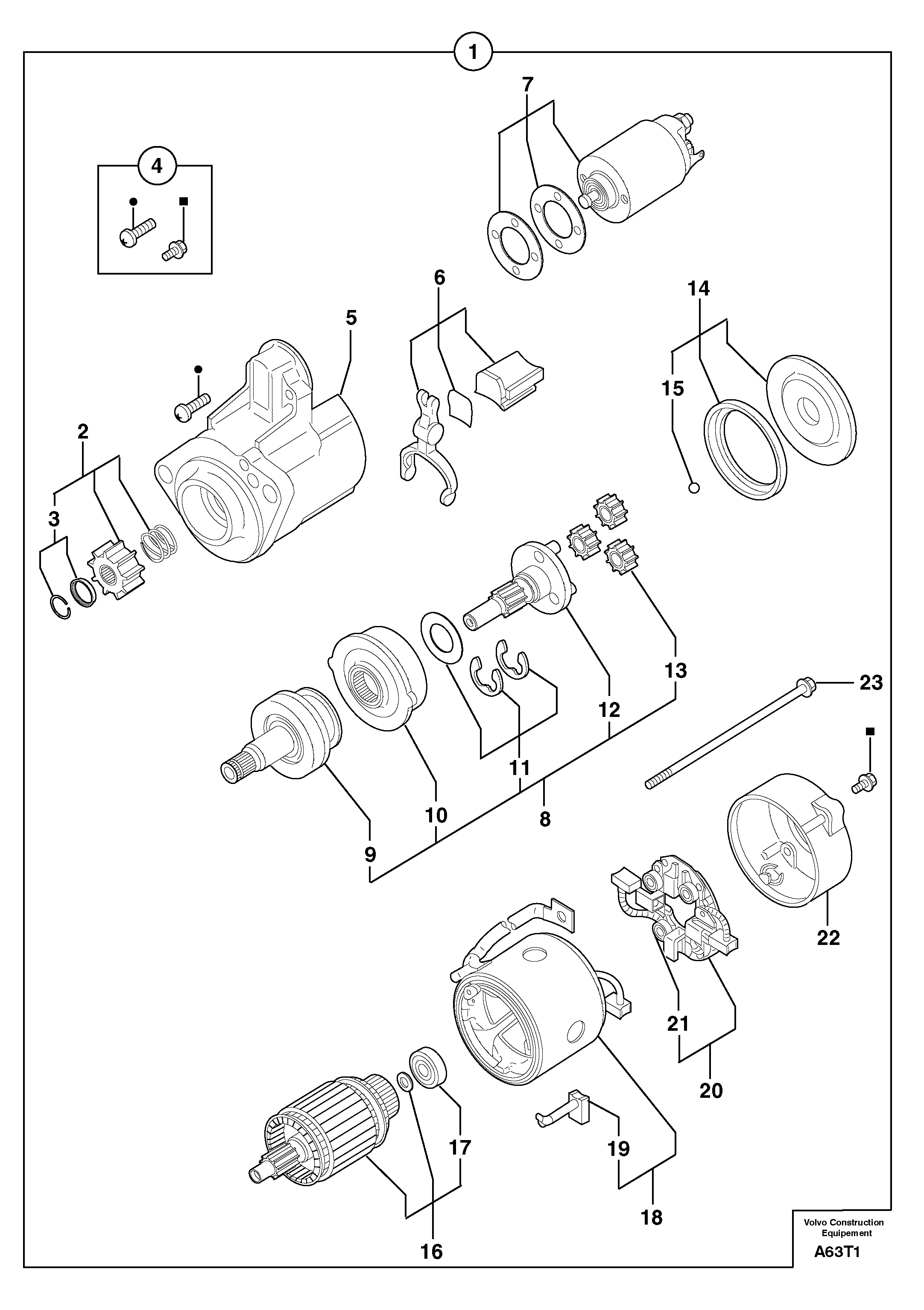 Starter motor 12 V - 2 KW — volvo parts diagram