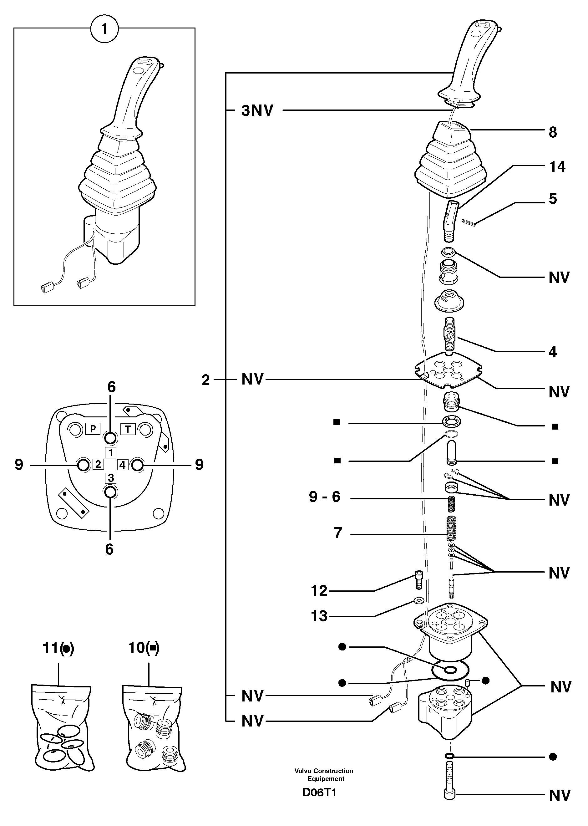Control lever : boom / bucket ( right ) — volvo parts diagram