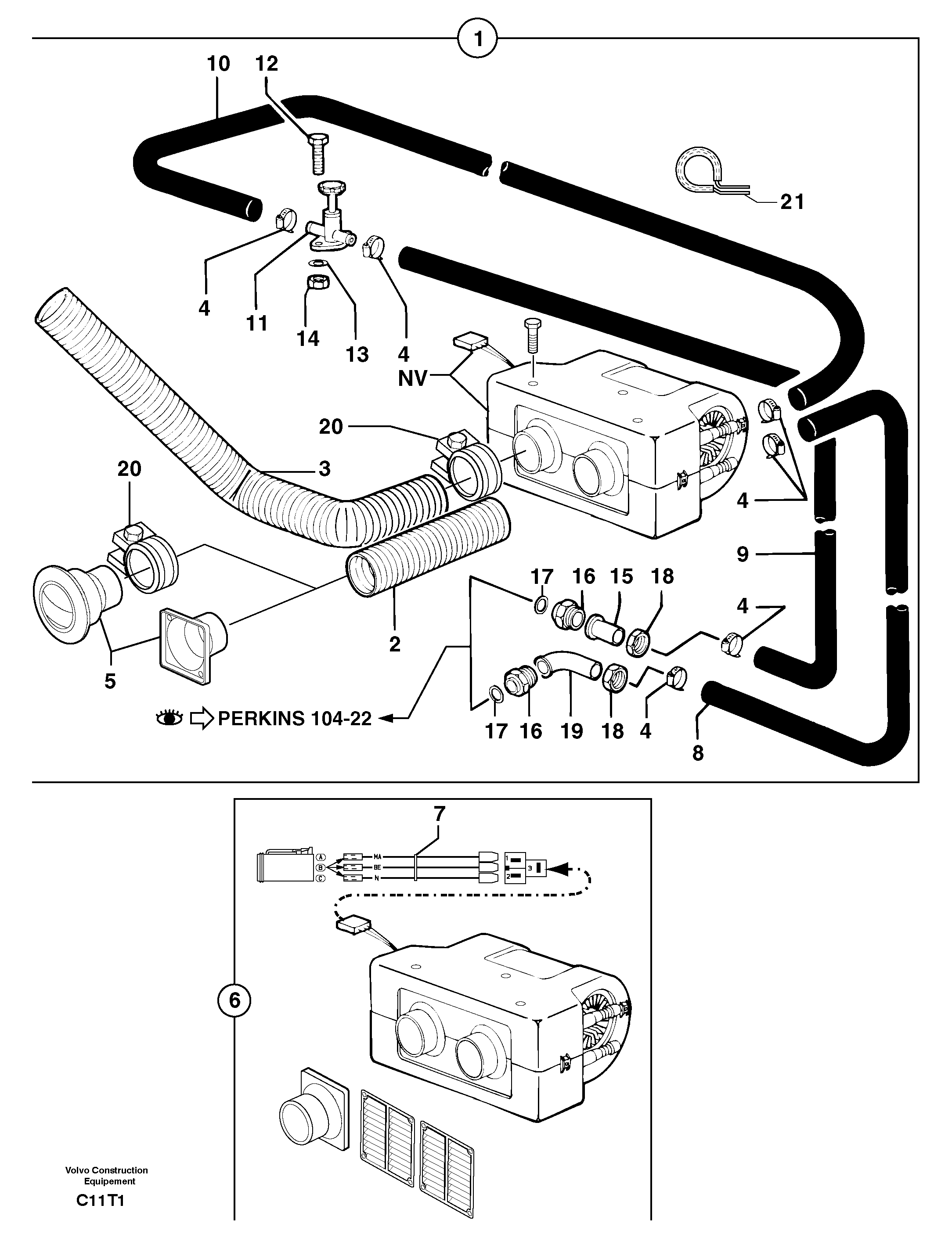 Cab heating — volvo parts diagram