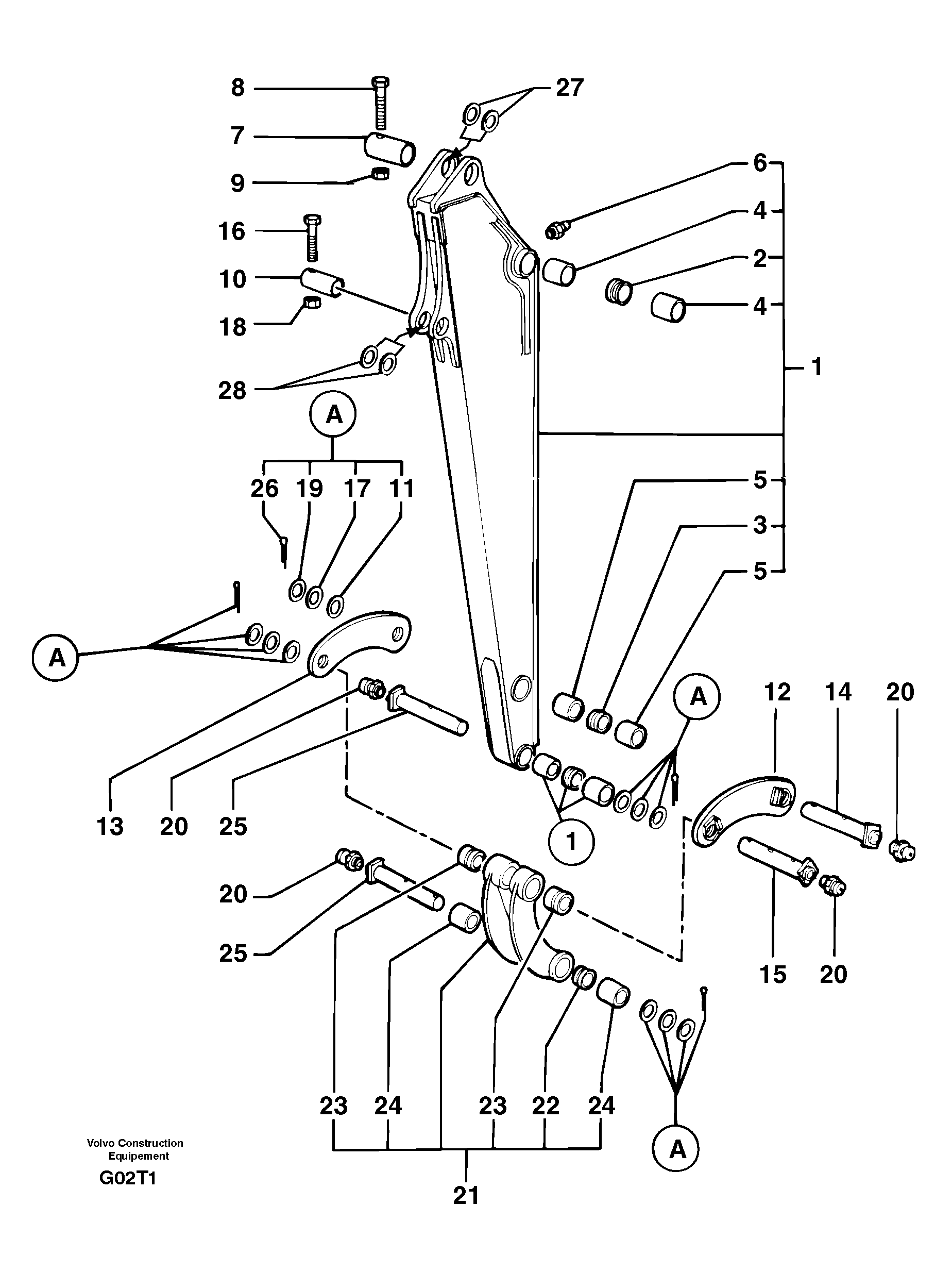 Dipper arm — volvo parts diagram