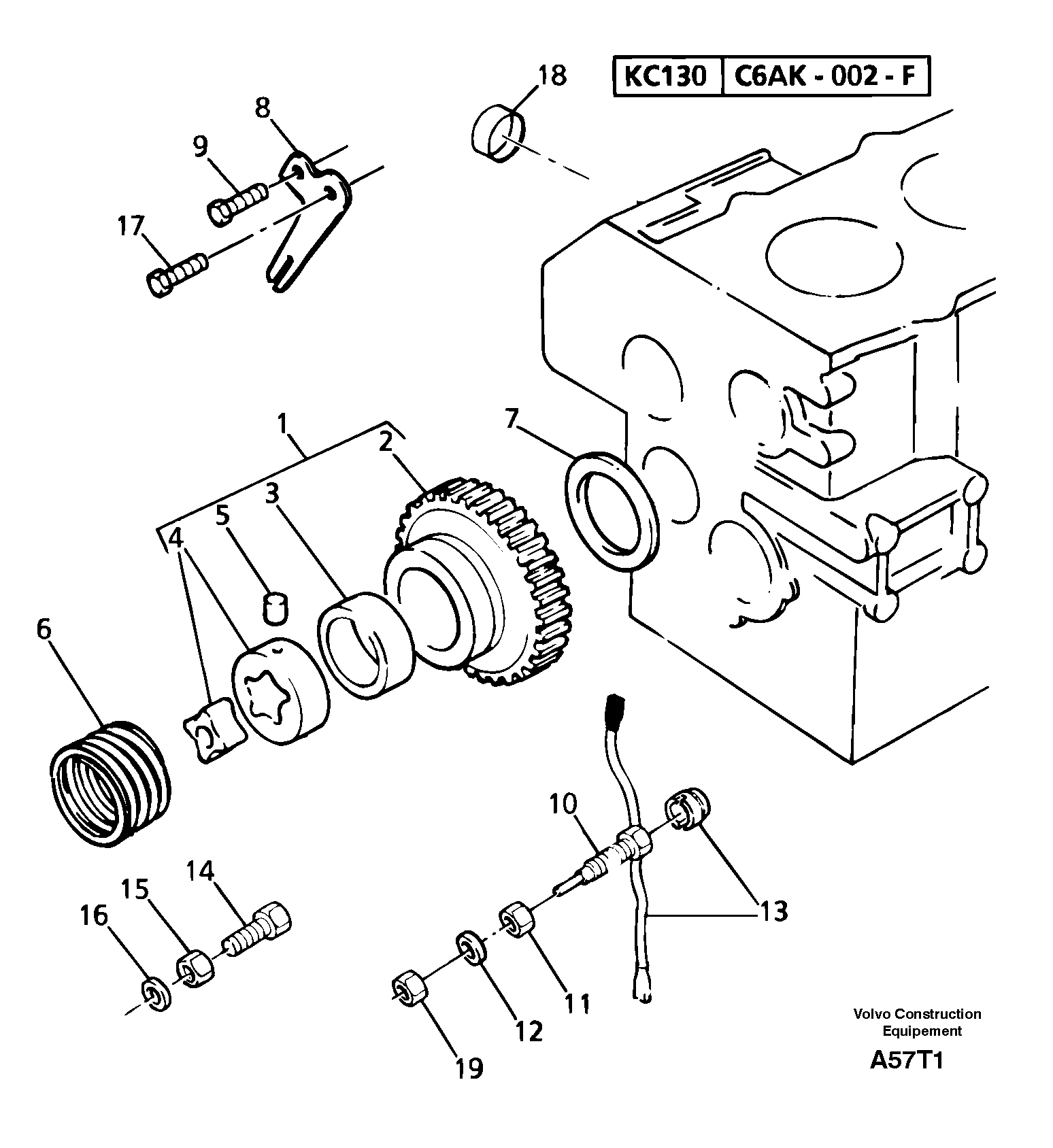 Lubrication oil pump and discharge valve — volvo parts diagram