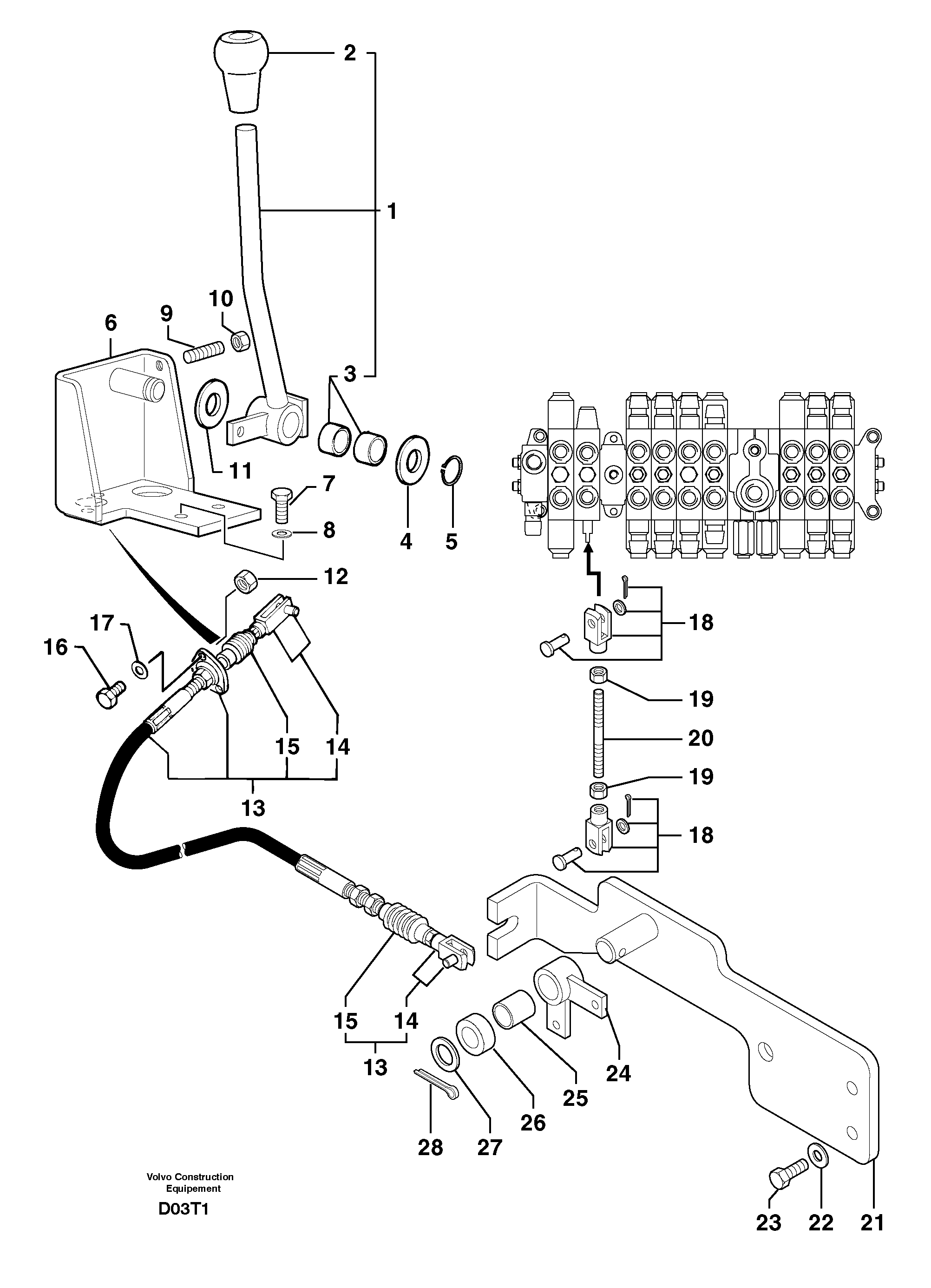 Control lever : dozer blade — volvo parts diagram