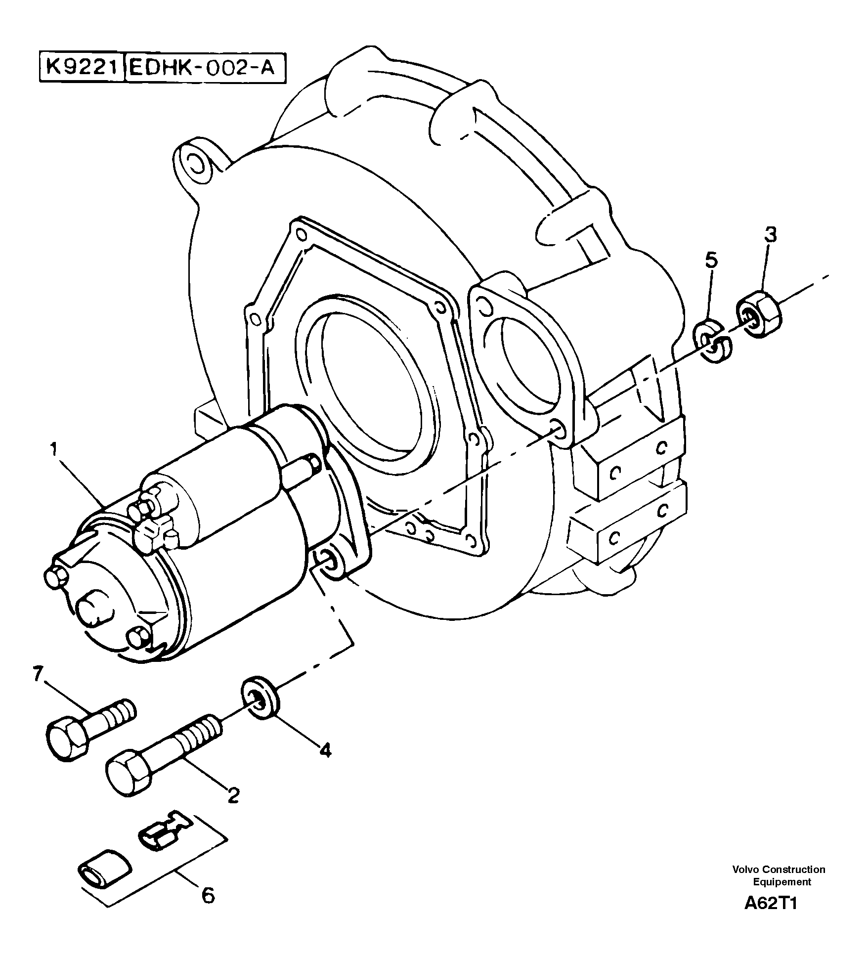 Starter motor installation — volvo parts diagram