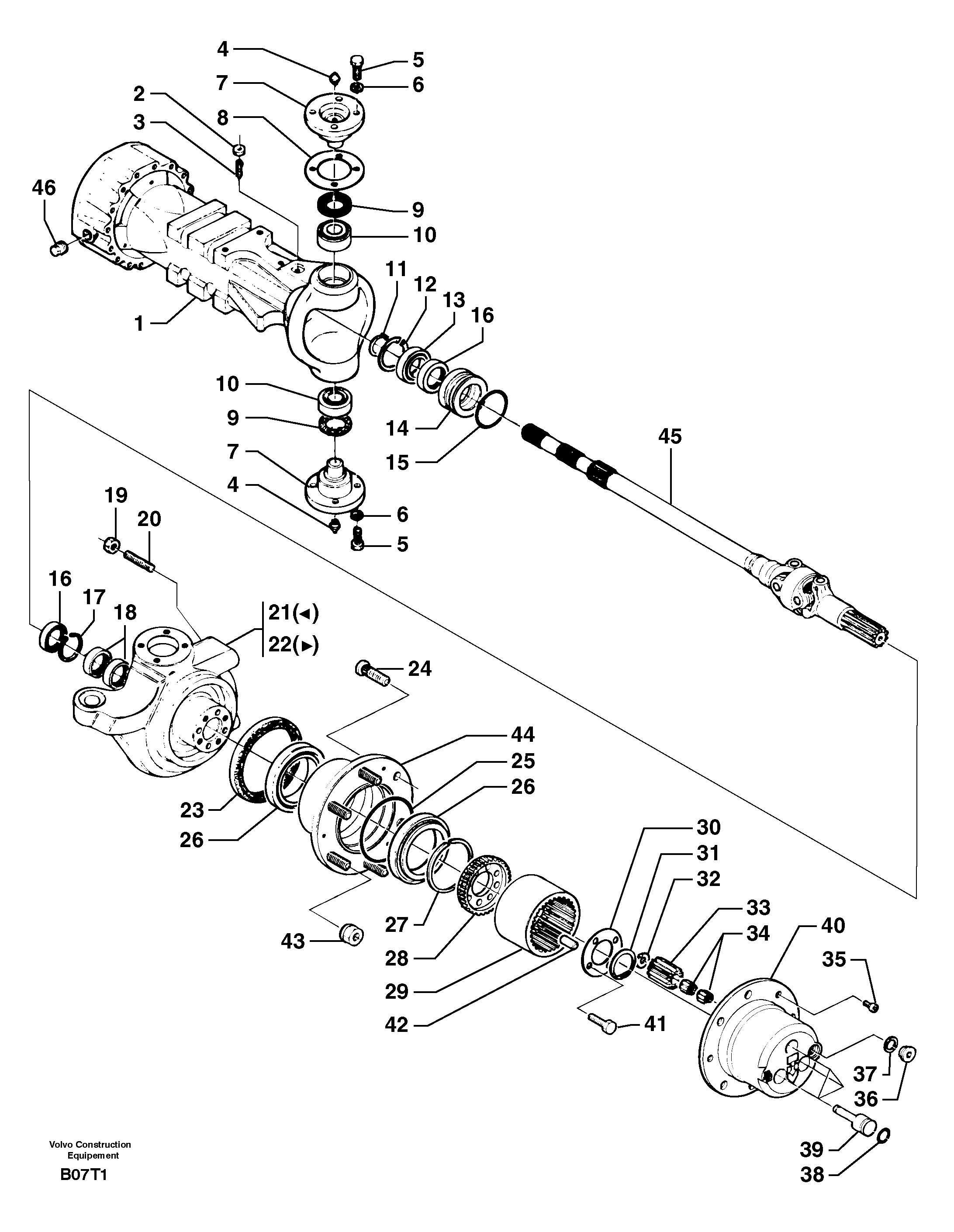 Front axle ( 1660 ) : axle — volvo parts diagram
