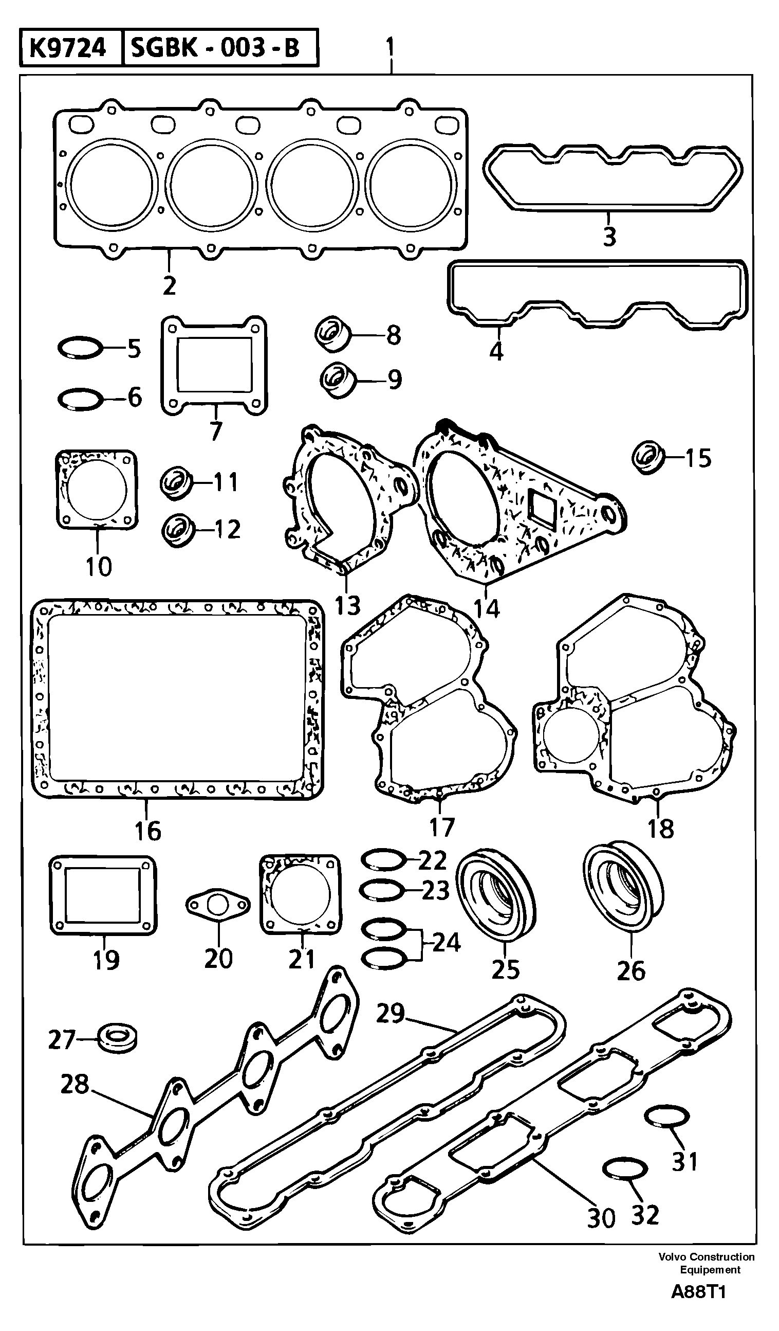 Engine gasket kit — volvo parts diagram