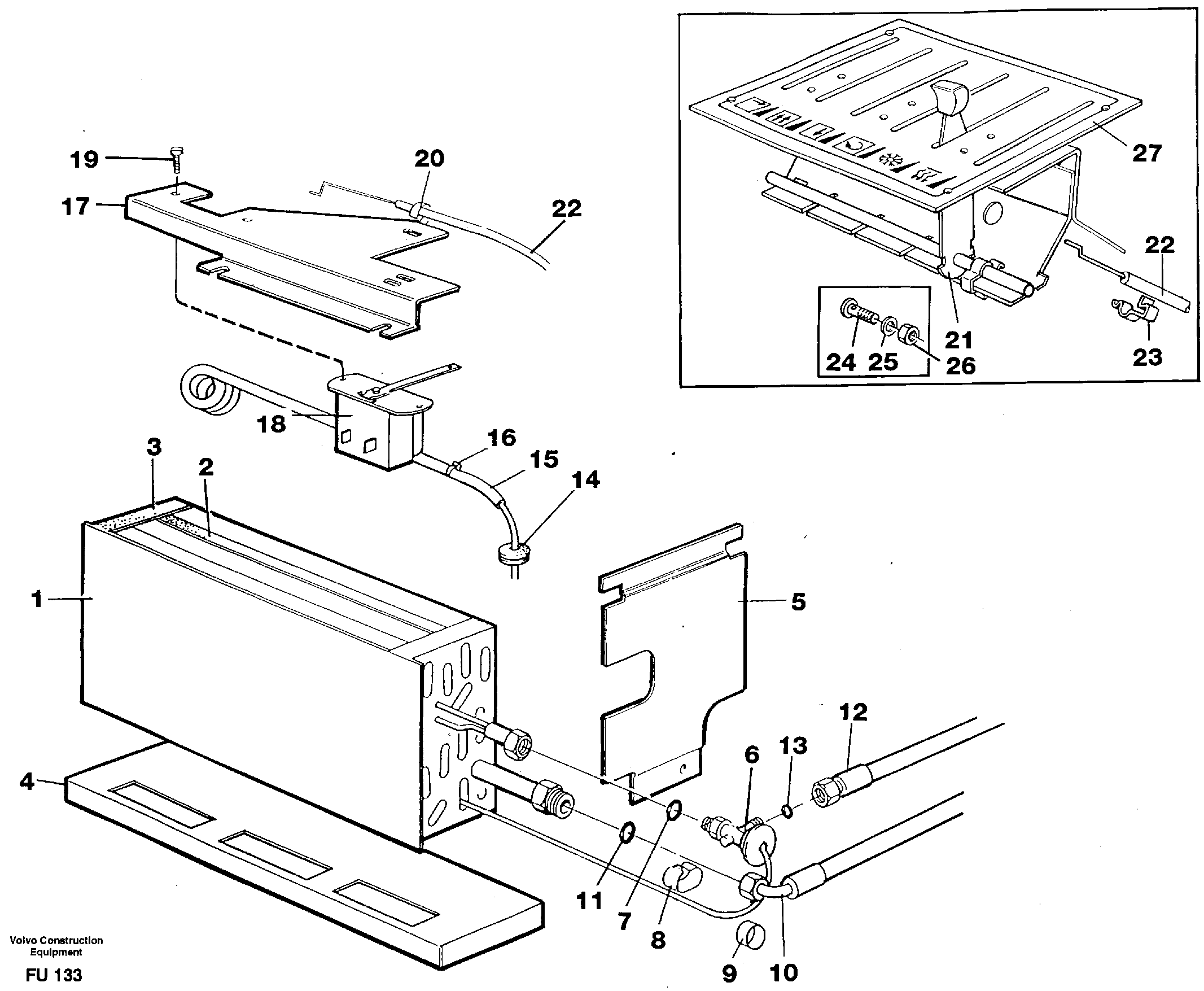 Evaporator with fitting parts, cooling agent R134a  14302016 — volvo parts diagram