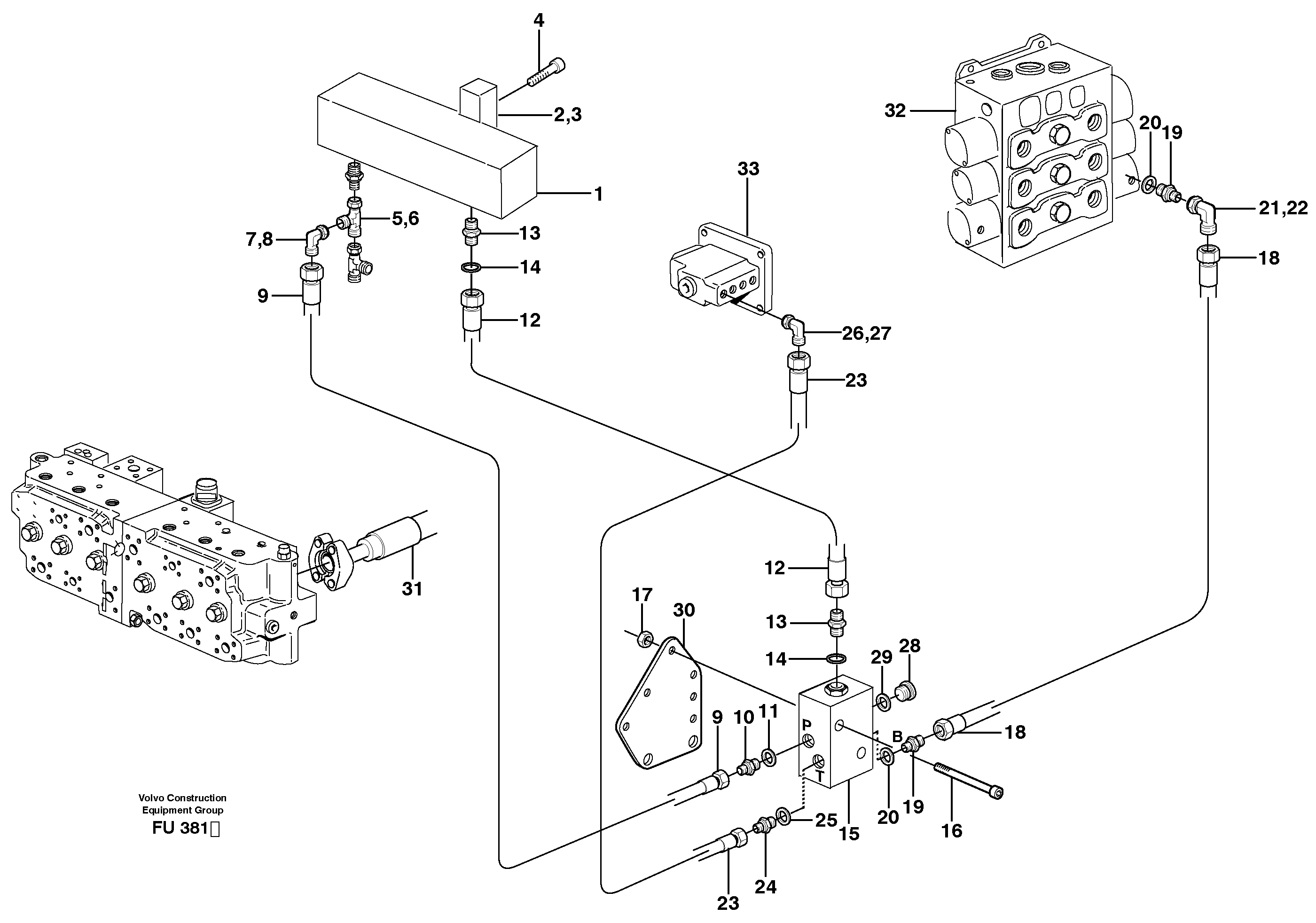 Servo hydraulics, servo hydr. 2 pumps  14303086 — volvo parts diagram