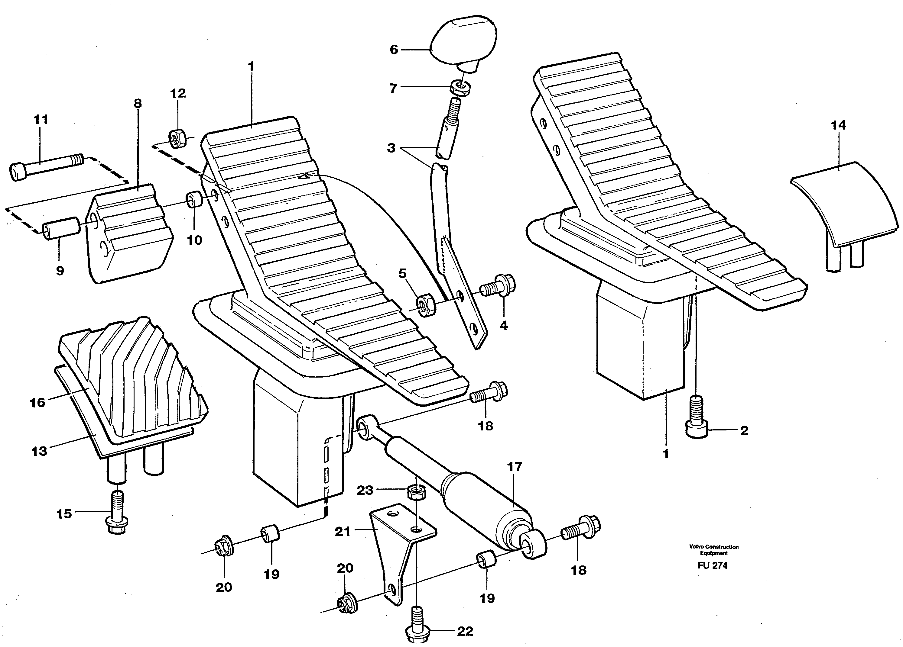 Pedal valve and foot rest  14302024 — volvo parts diagram