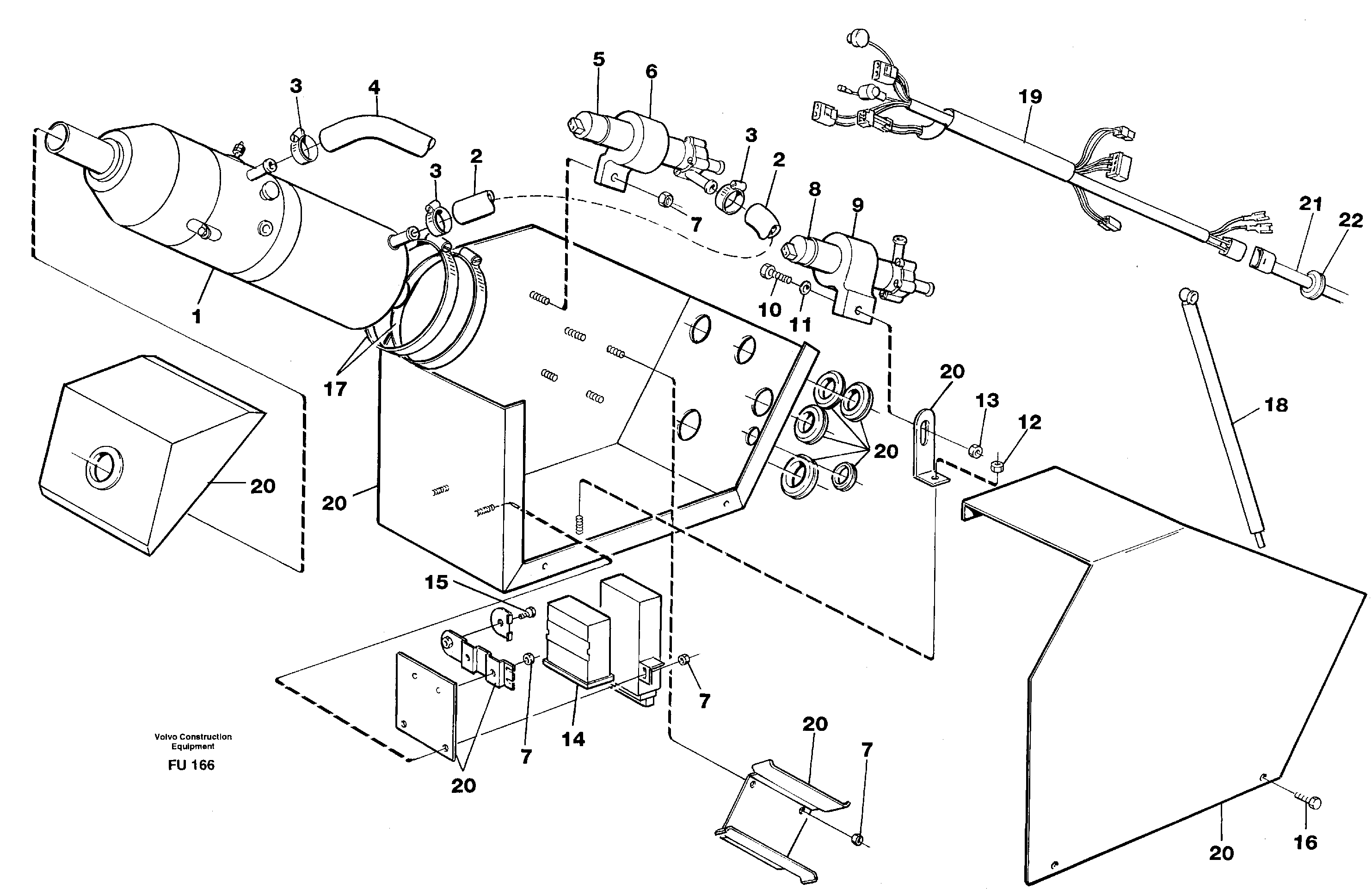 Diesel heater, with fitting parts  14266766 — volvo parts diagram