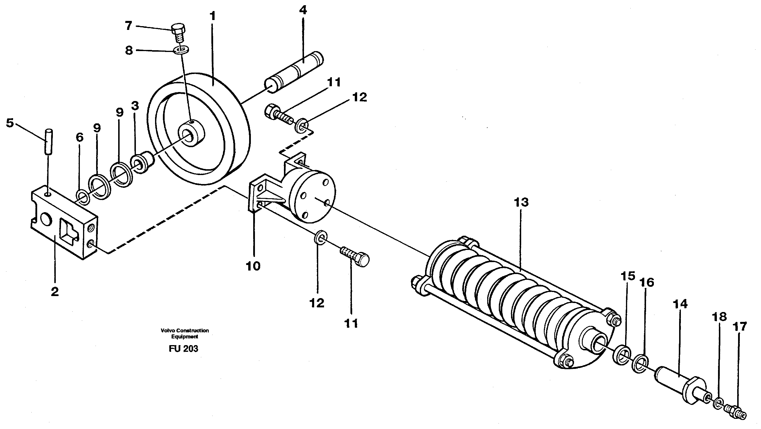 Front idler, spring package — volvo parts diagram