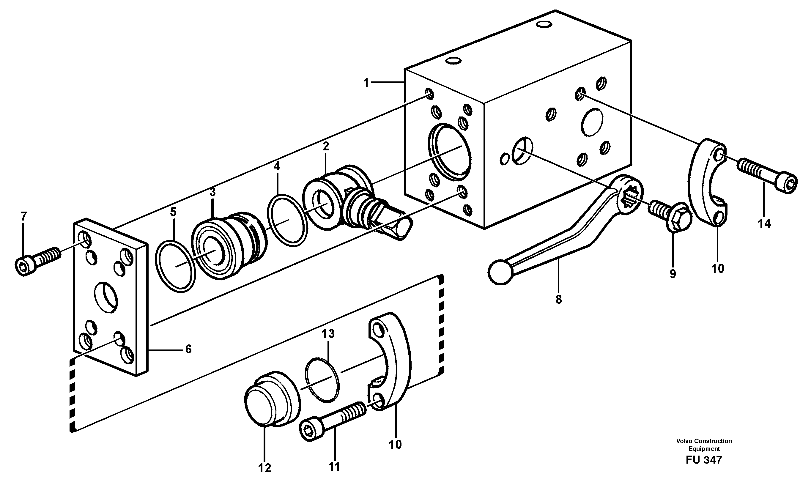 Shut-off cock, hammer / shears  14302298, 14302299, 14302300, 14302605 — volvo parts diagram