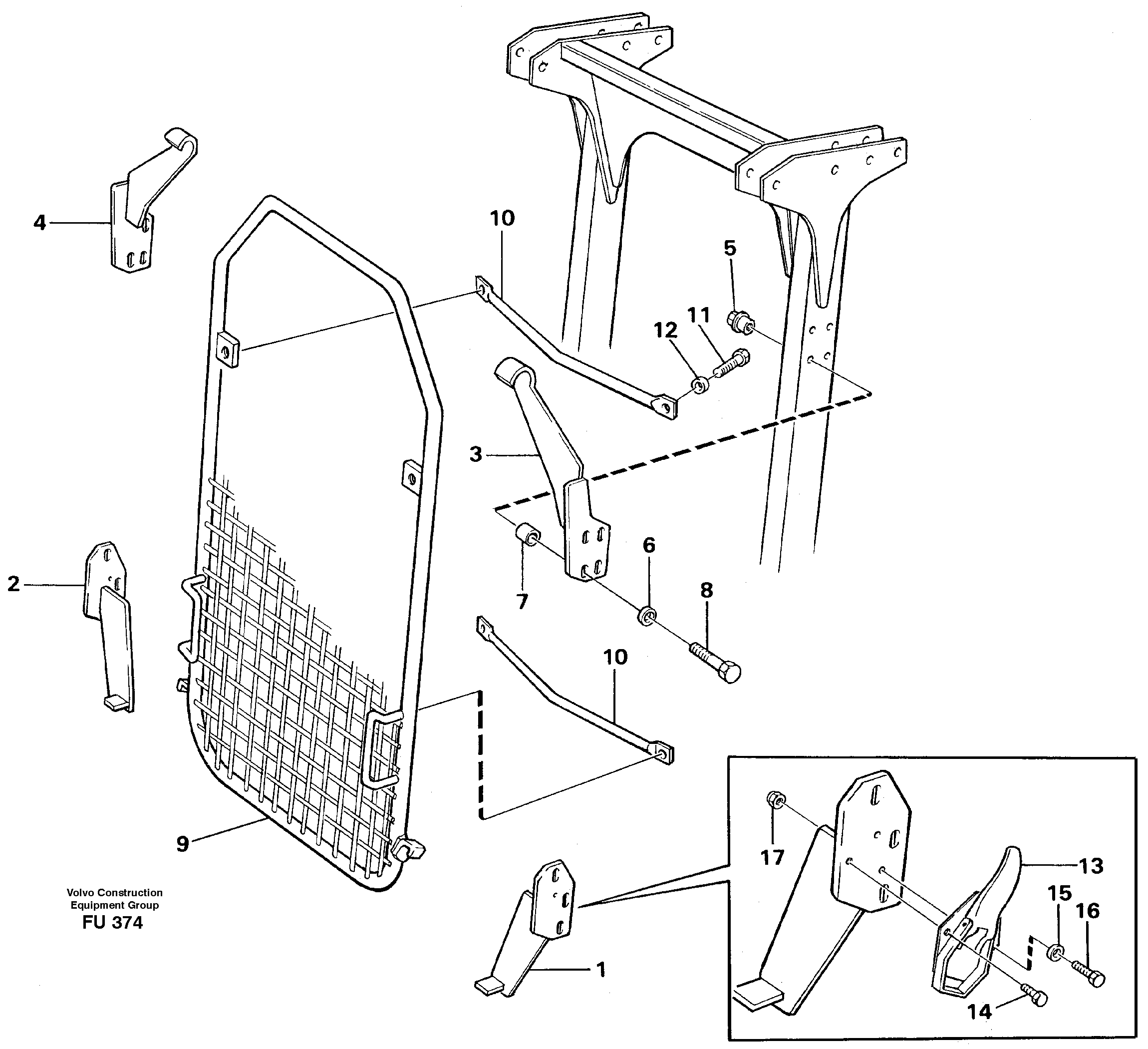 Windscreen protection on protection over cab  14262776 — volvo parts diagram