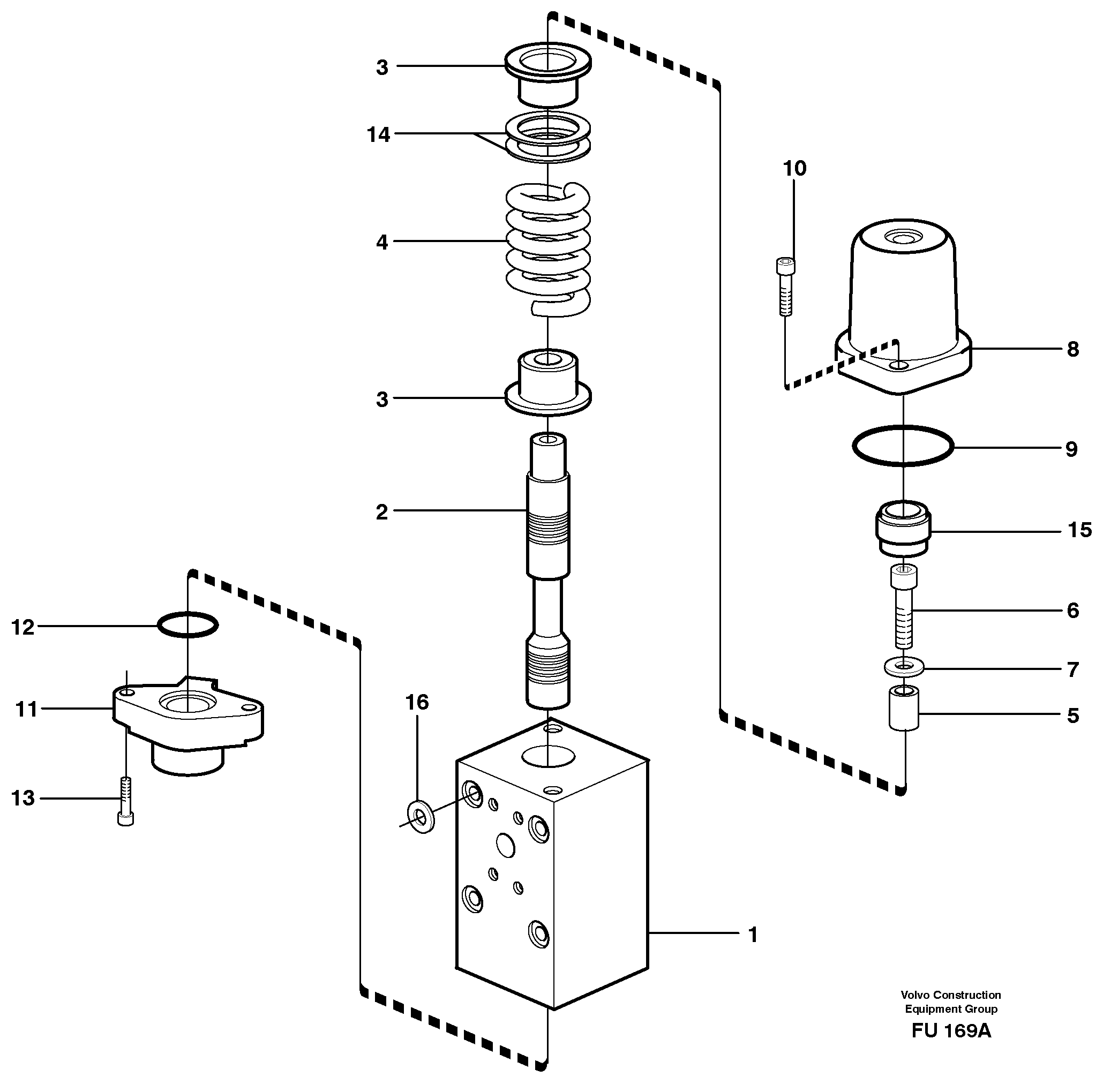 Connection valve,  boom, dipper arm — volvo parts diagram