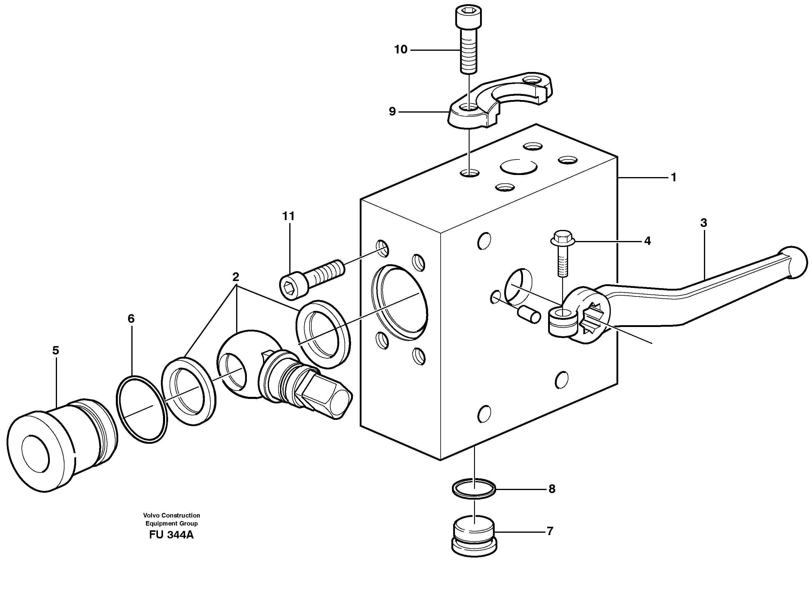 Operating valve,  hammer / shears  14302686 — volvo parts diagram