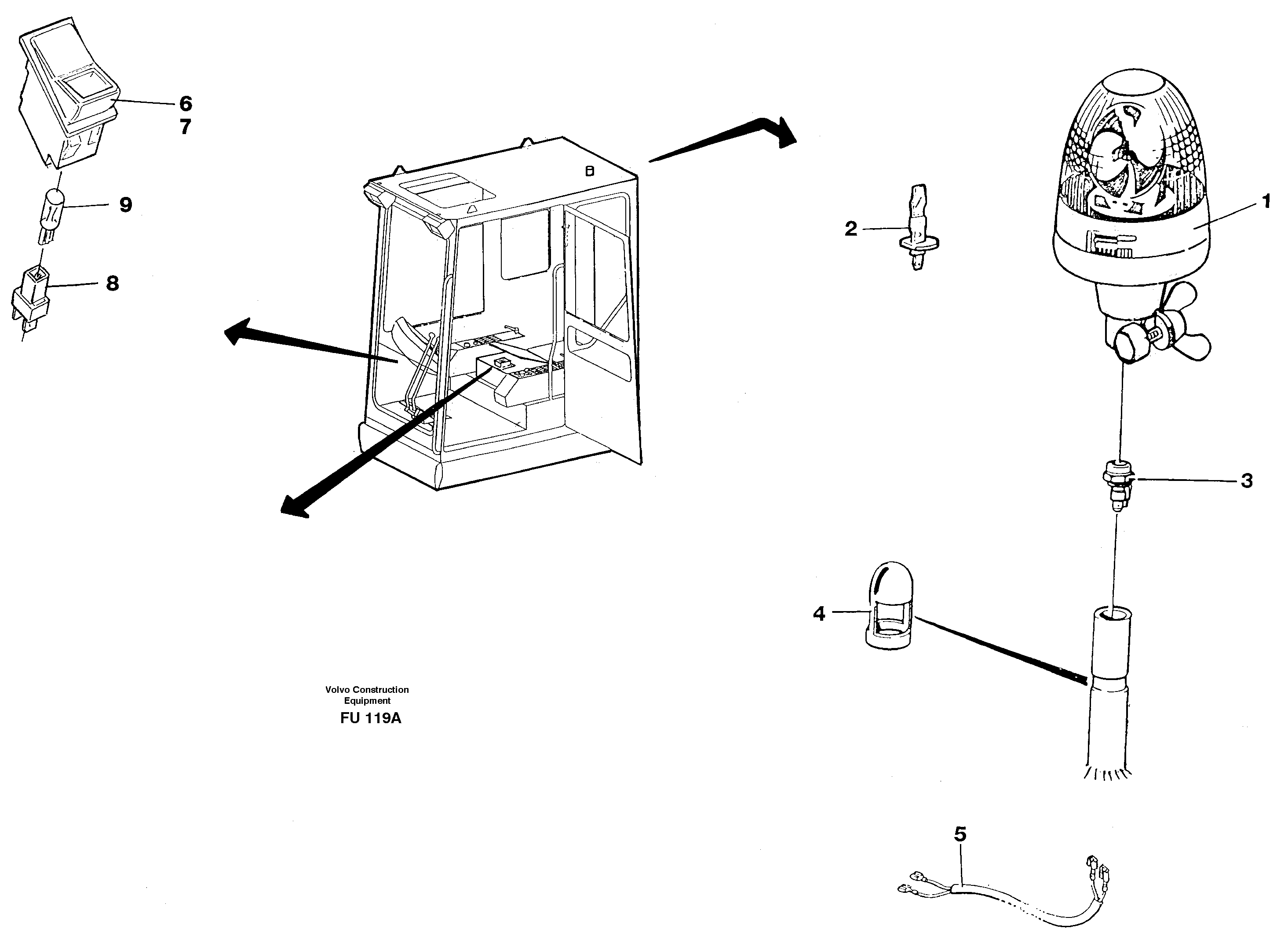 Rotating beacon  14302344 — volvo parts diagram