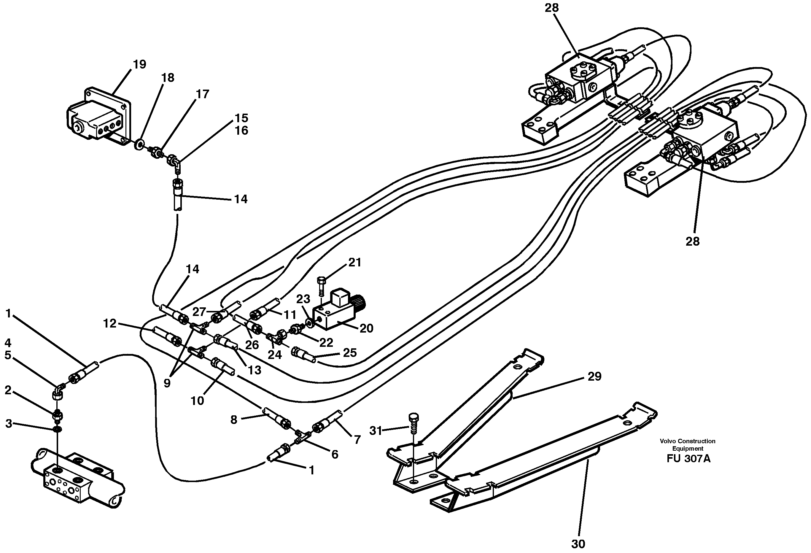Servo hydraulics, Hose break valve  14302024 — volvo parts diagram