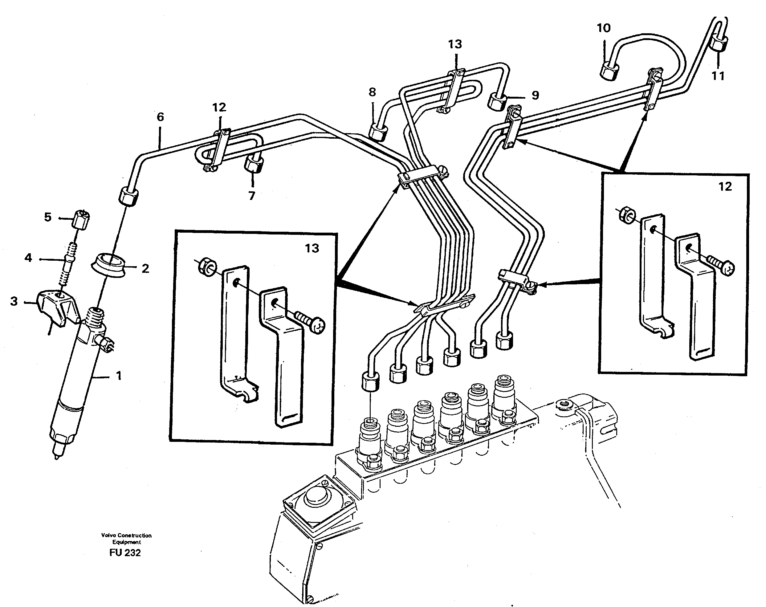 Fuel lines, injectors — volvo parts diagram