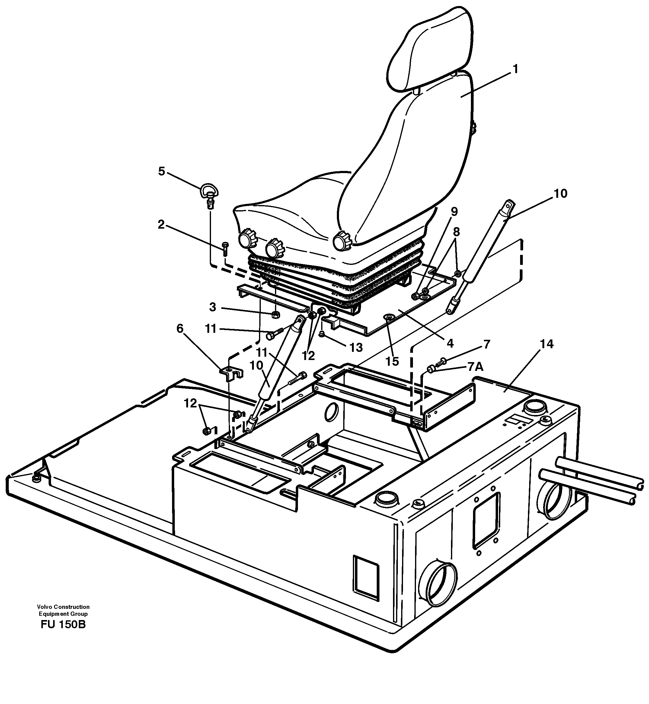 Operator seat with fitting parts — volvo parts diagram