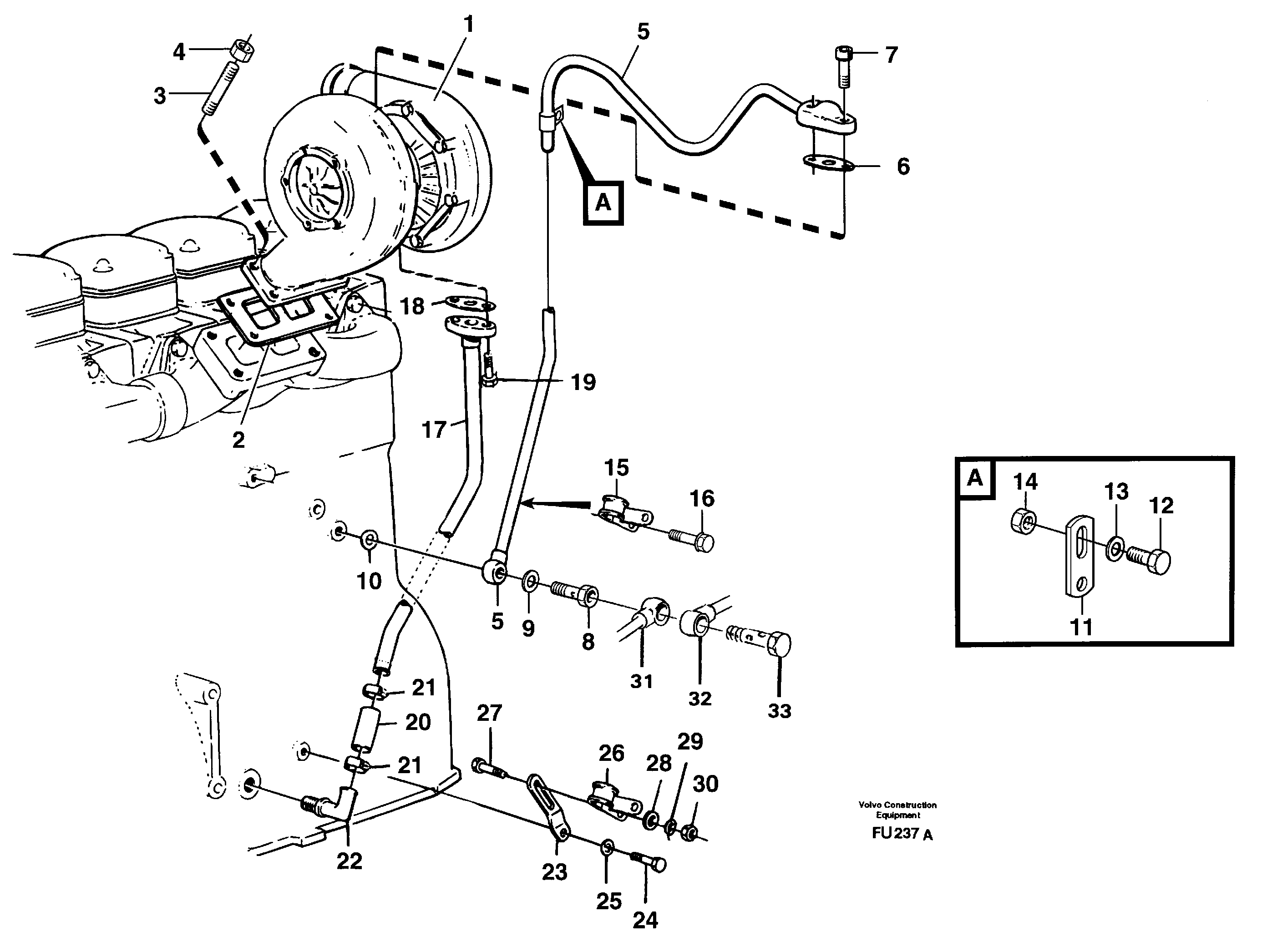 Turbocharger with fitting parts — volvo parts diagram