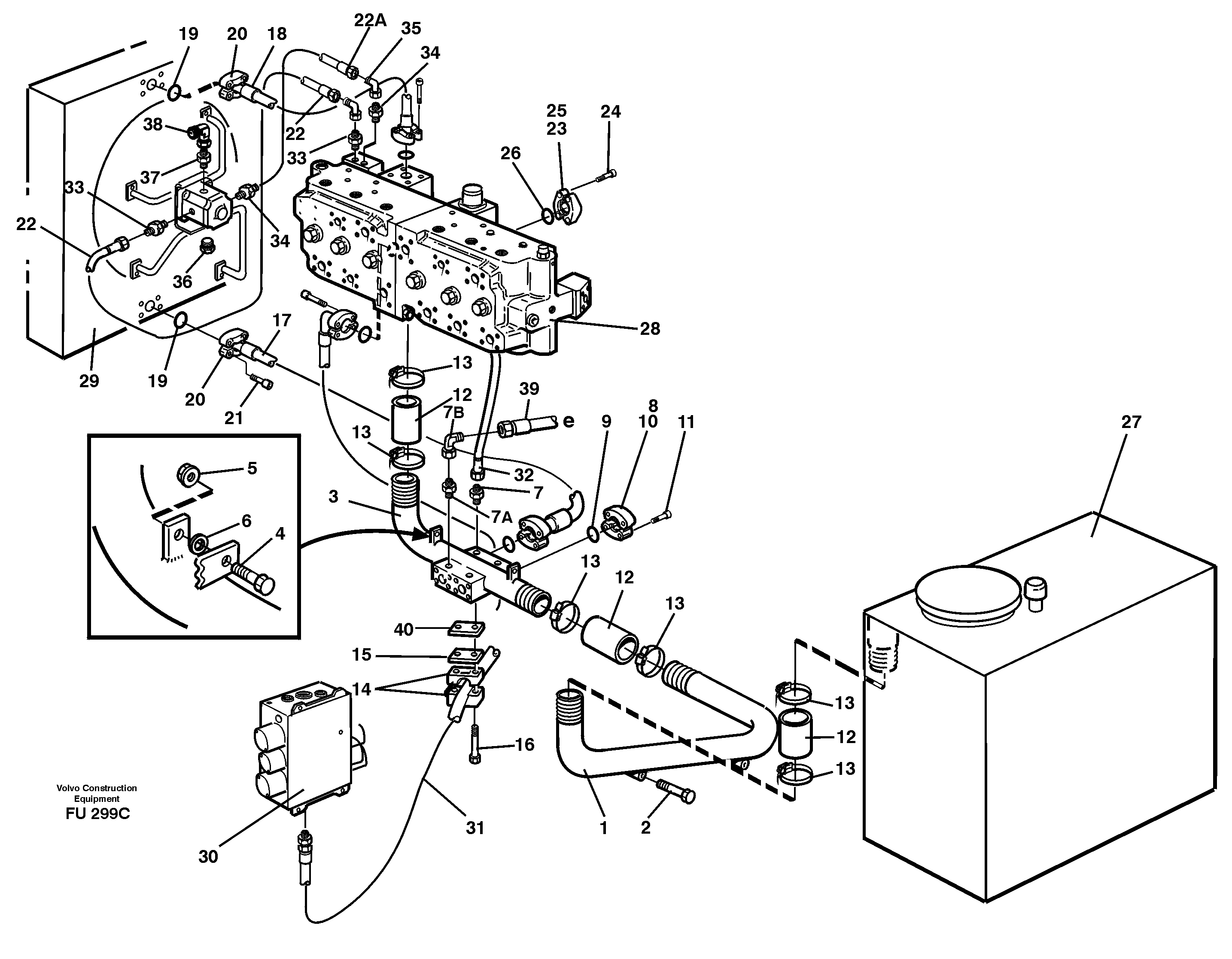 Hydraulic system, return lines — volvo parts diagram