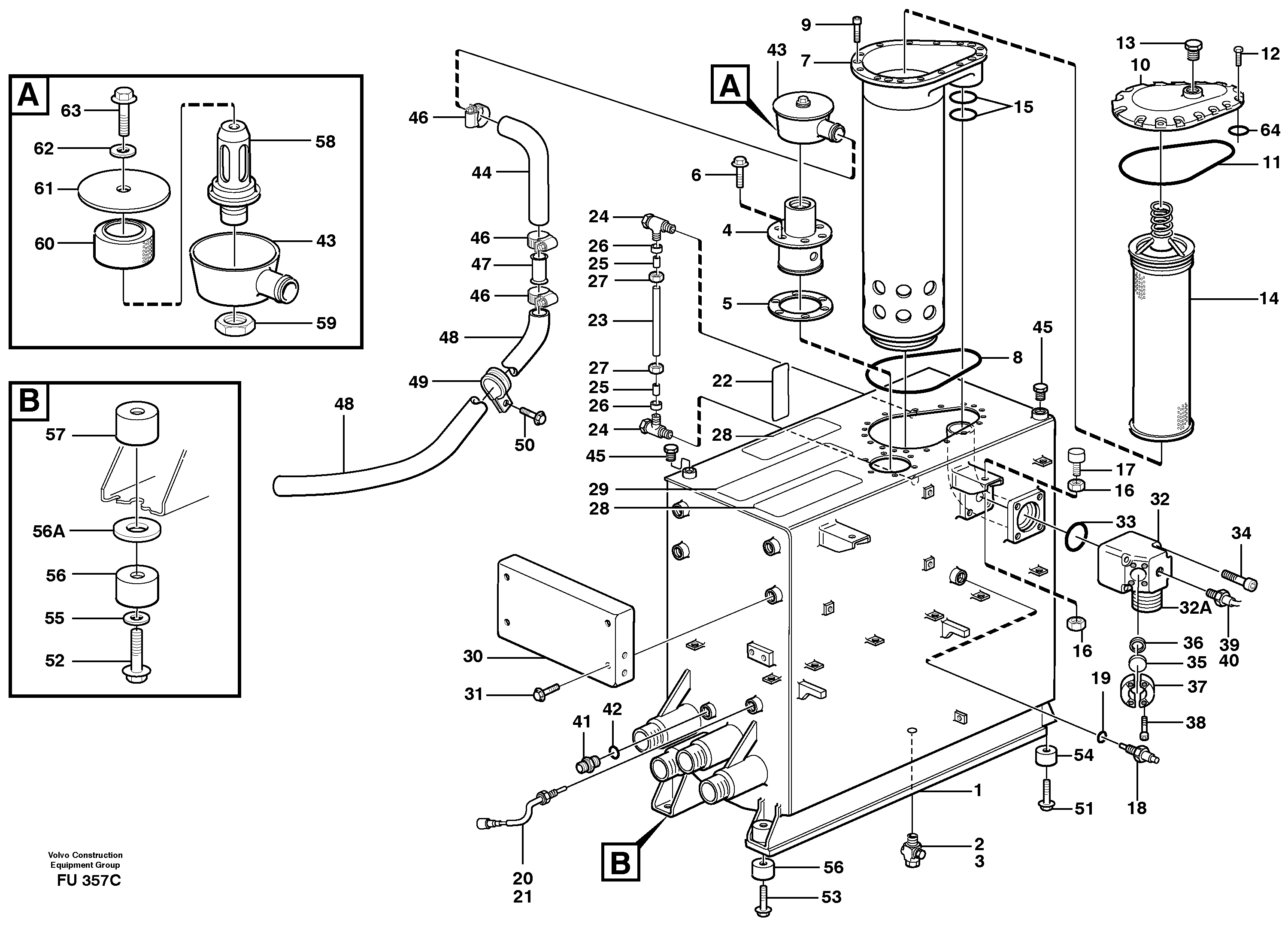 Hydraulic oil tank  SER NO 1072 - — volvo parts diagram