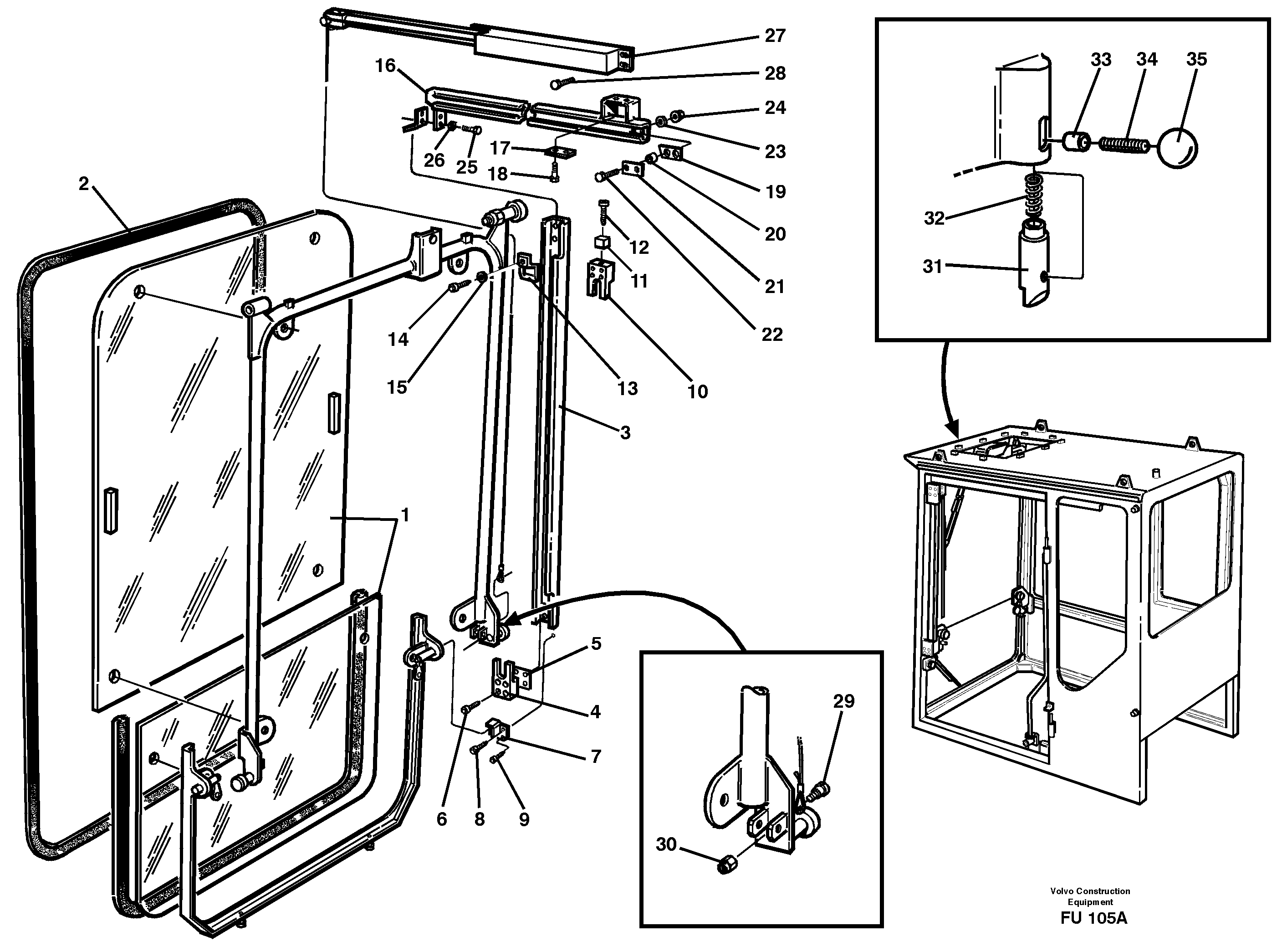 Front window, Lifting device — volvo parts diagram