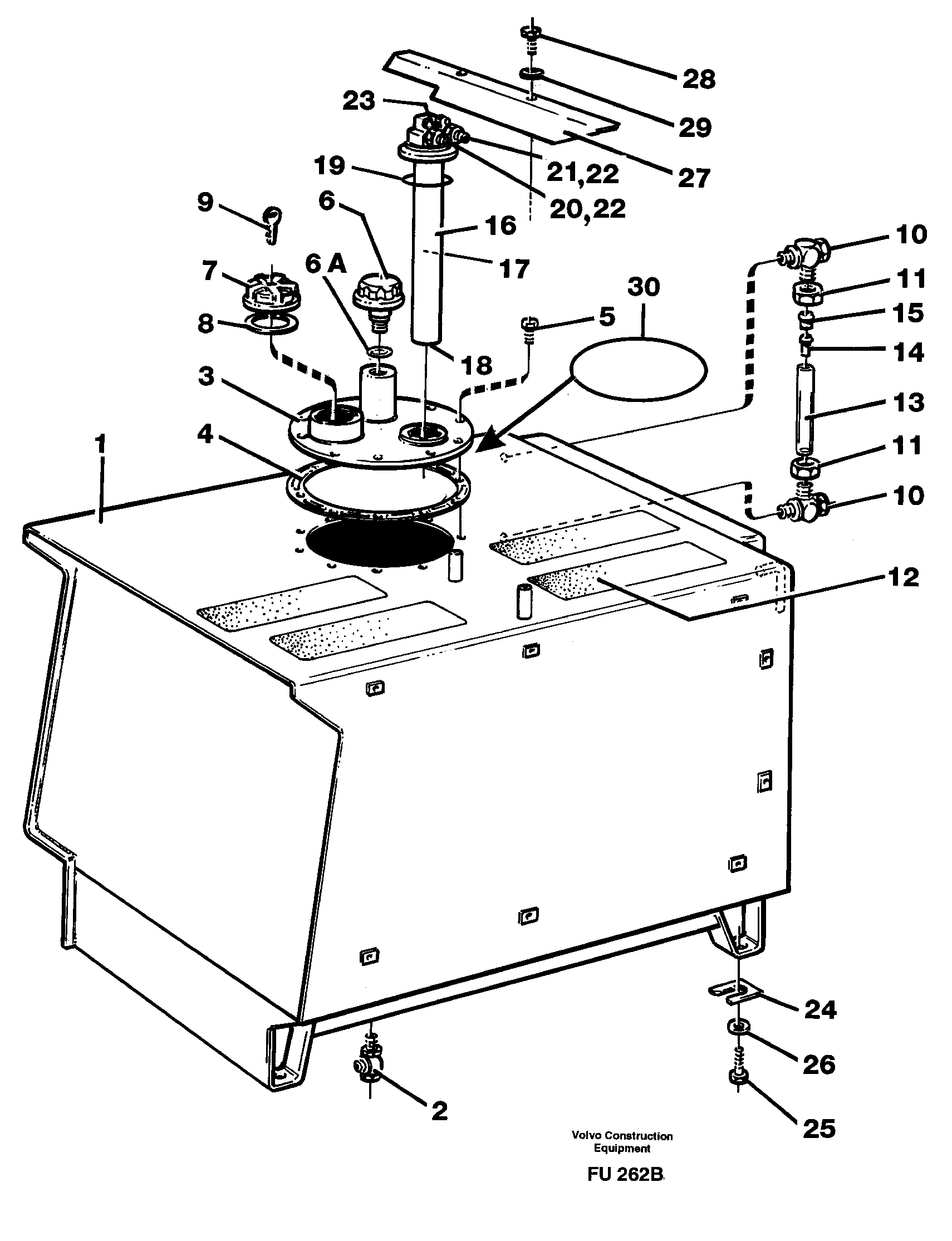 Fuel tank with fitting parts — volvo parts diagram