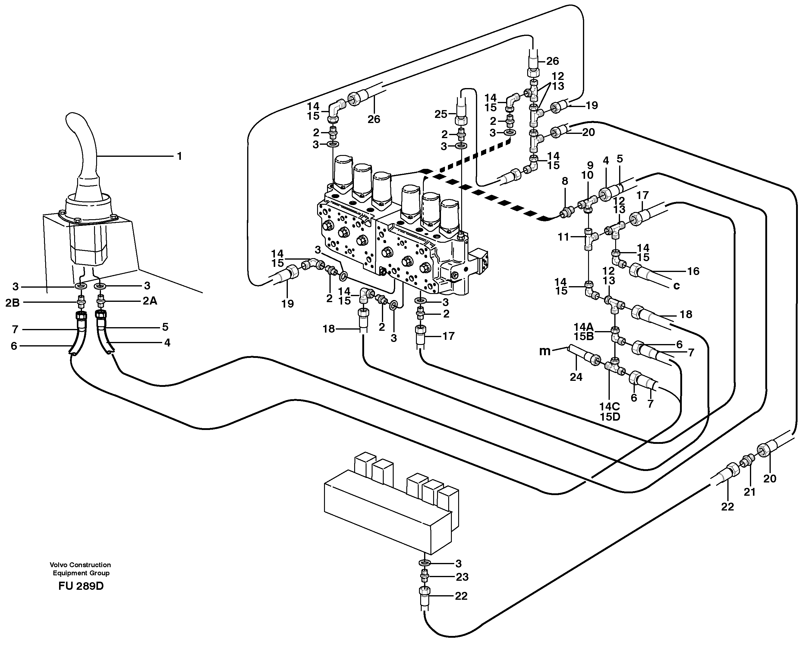Servo hydraulics, dipper arm  14302024 — volvo parts diagram