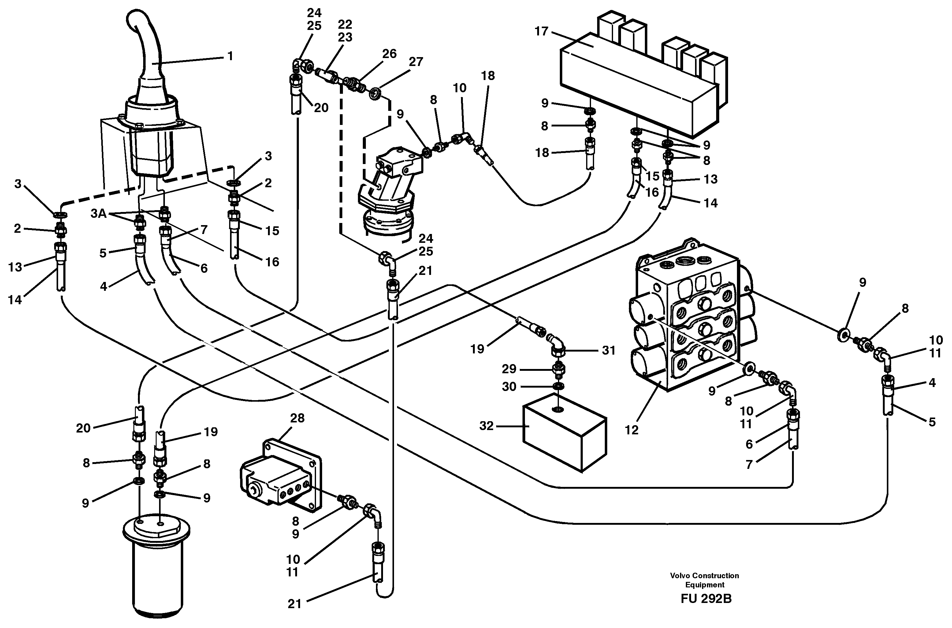 Servo hydraulics, Slewing  14302024 — volvo parts diagram