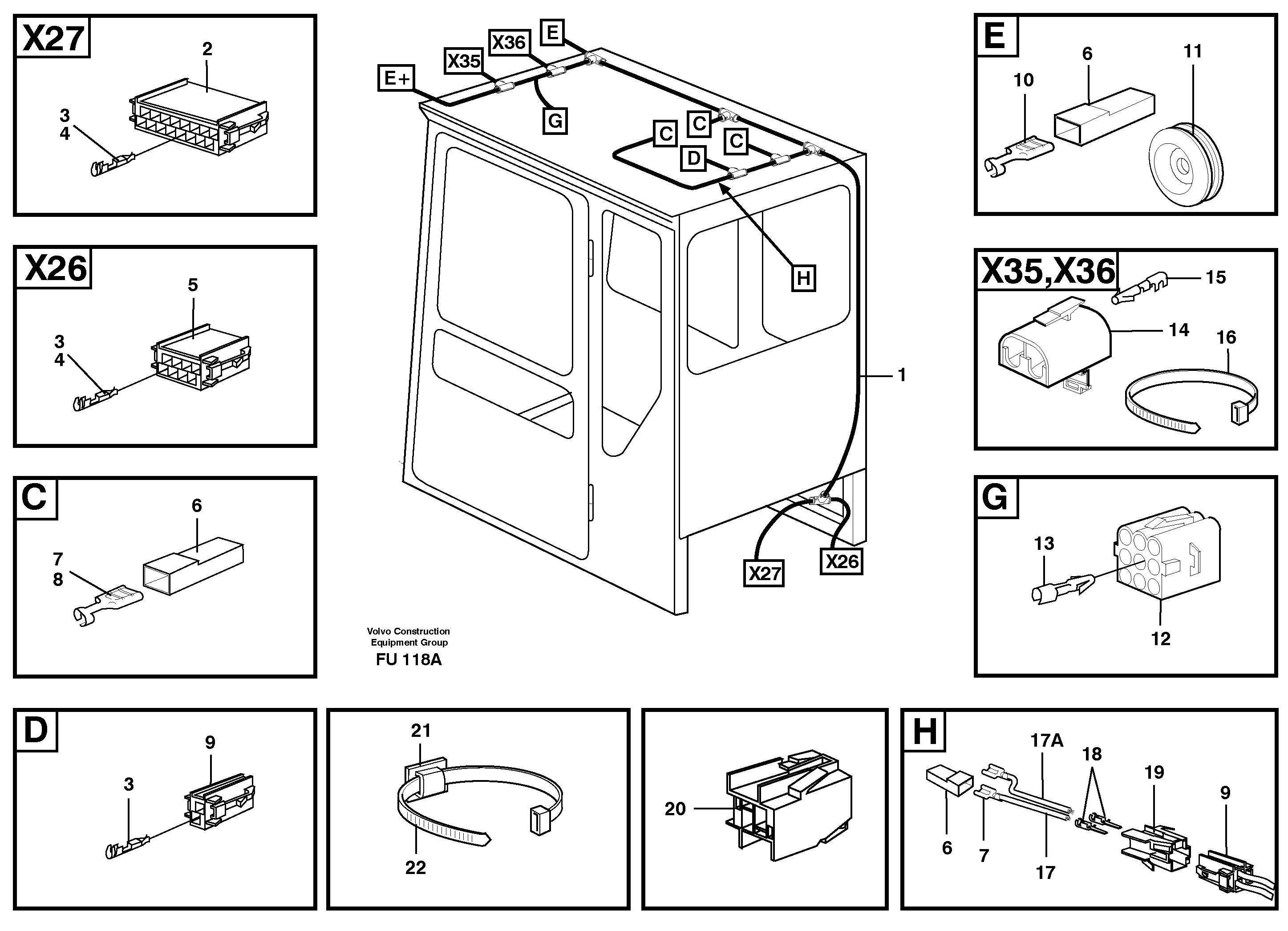 Cable harnesses, cab — volvo parts diagram
