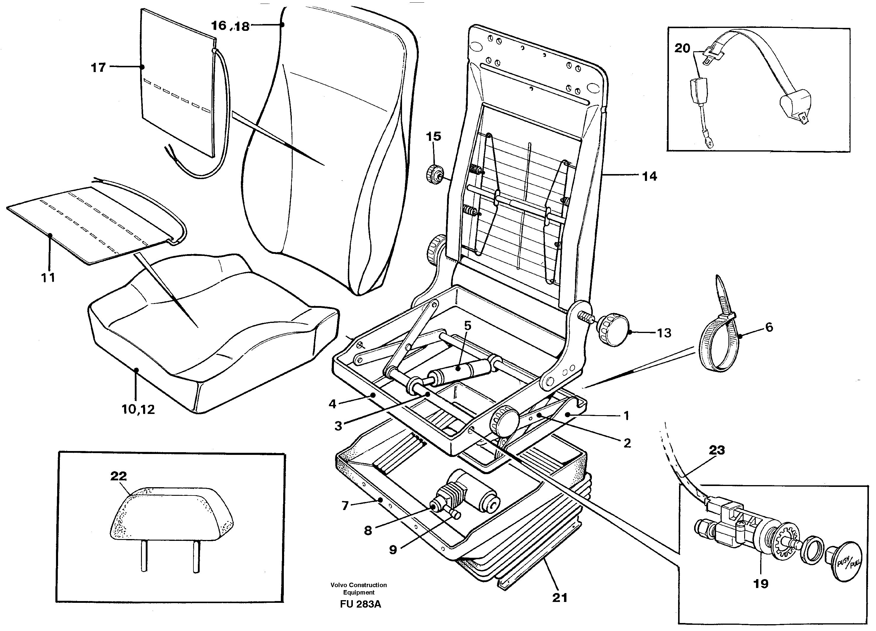 Driver's seat, air suspens.heated. BE-GE.  14302114 — volvo parts diagram