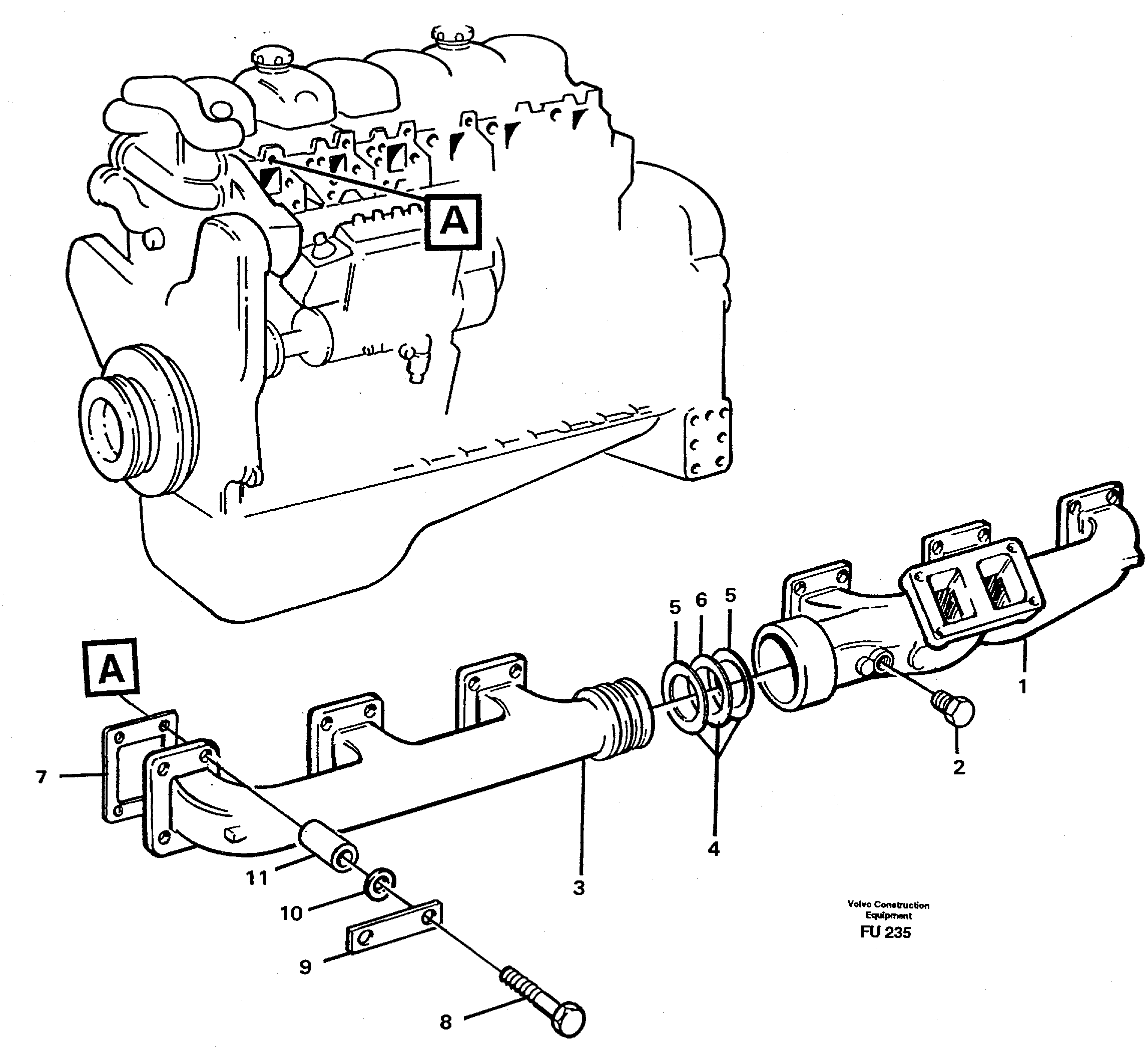 Exhaust manifold and installation components — volvo parts diagram