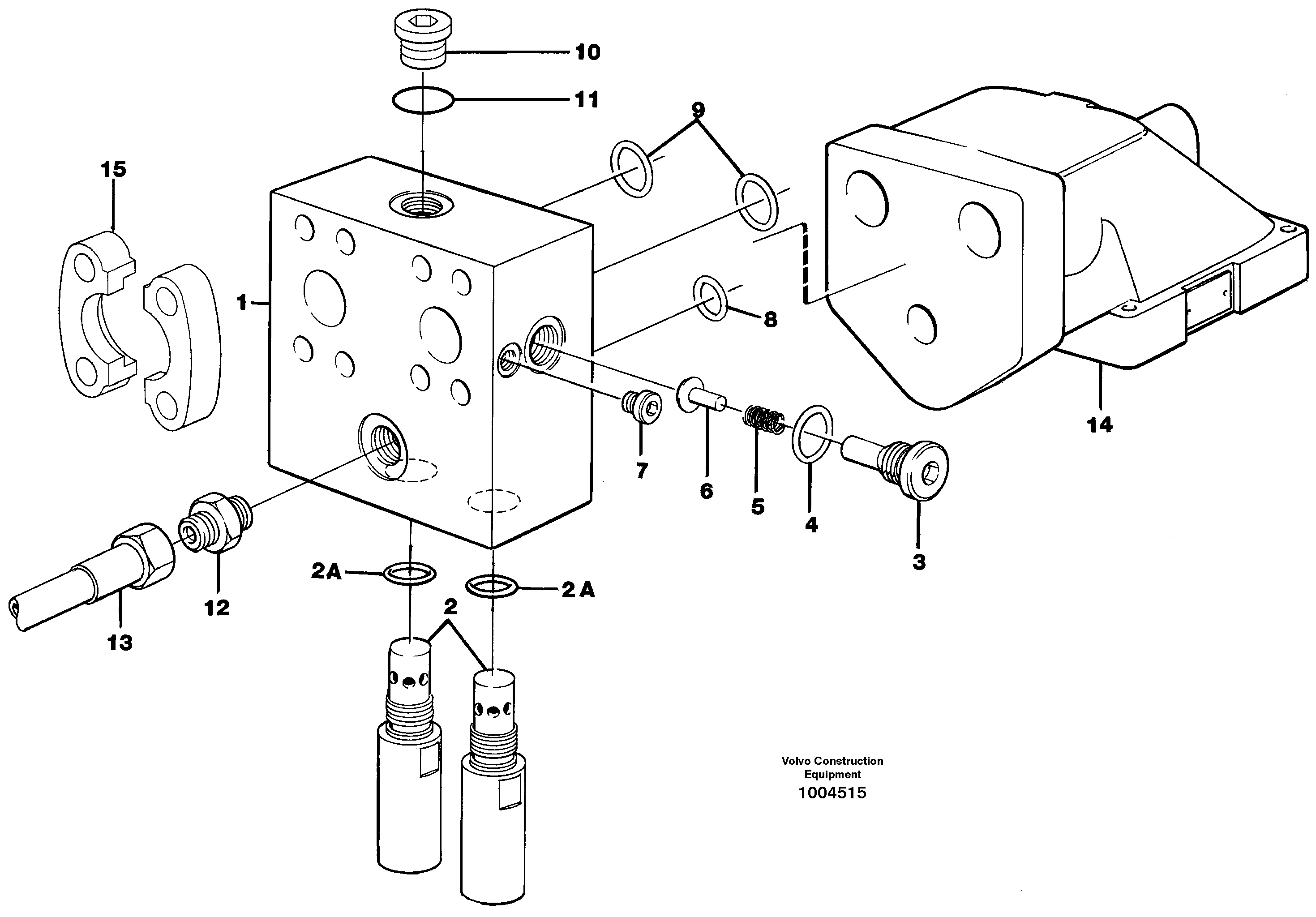 Valve body w. shock- valve, slewing — volvo parts diagram