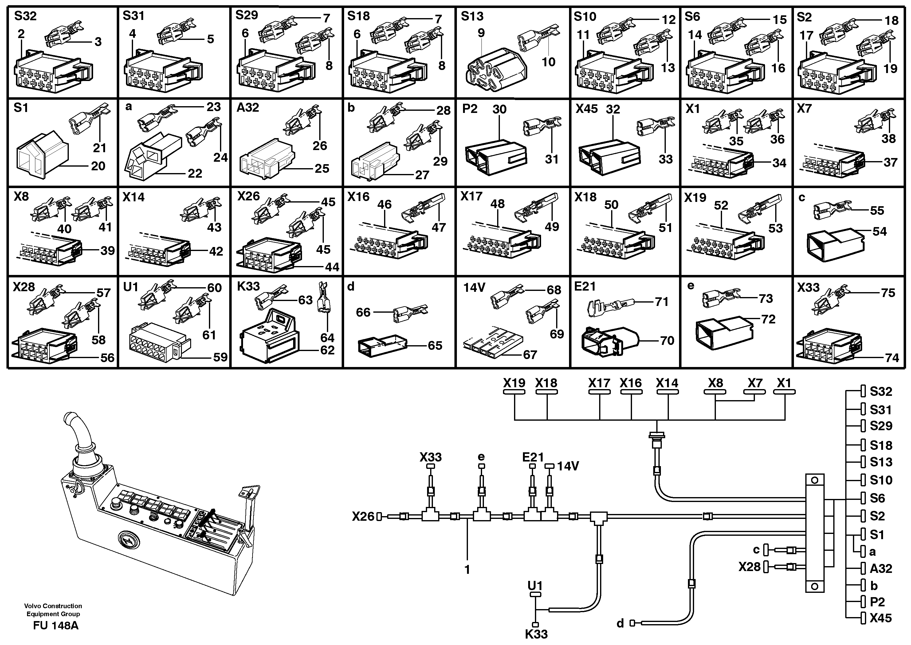 Cable harness, side panel, left — volvo parts diagram