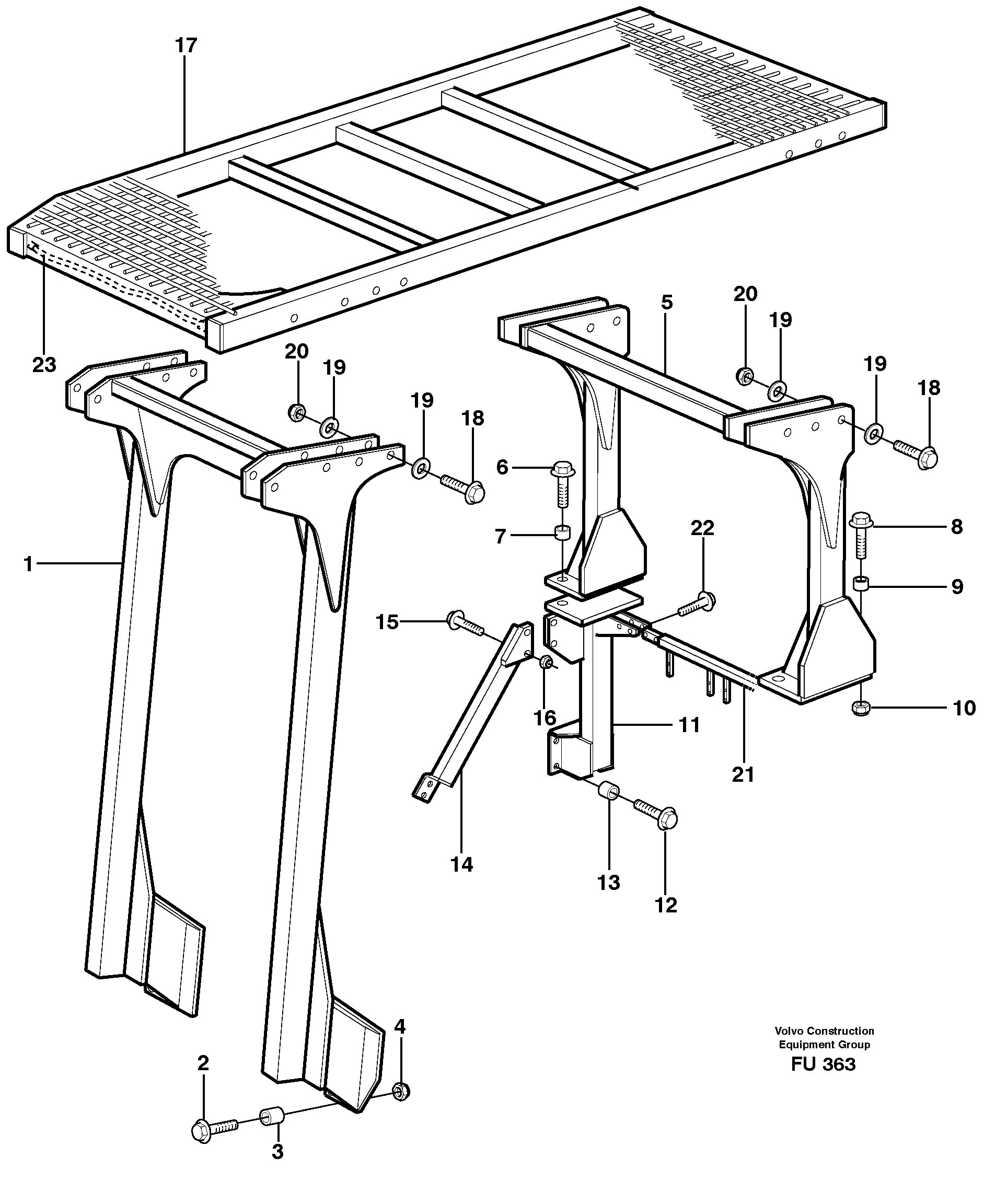 Protection over drivers cab, elevation kit 605 mm  14302026 — volvo parts diagram