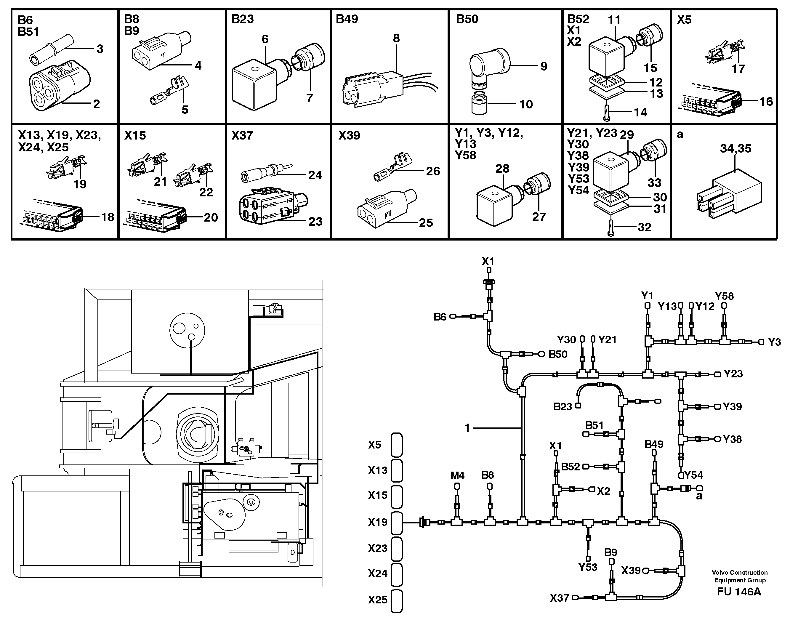 Cable harness, upper section — volvo parts diagram
