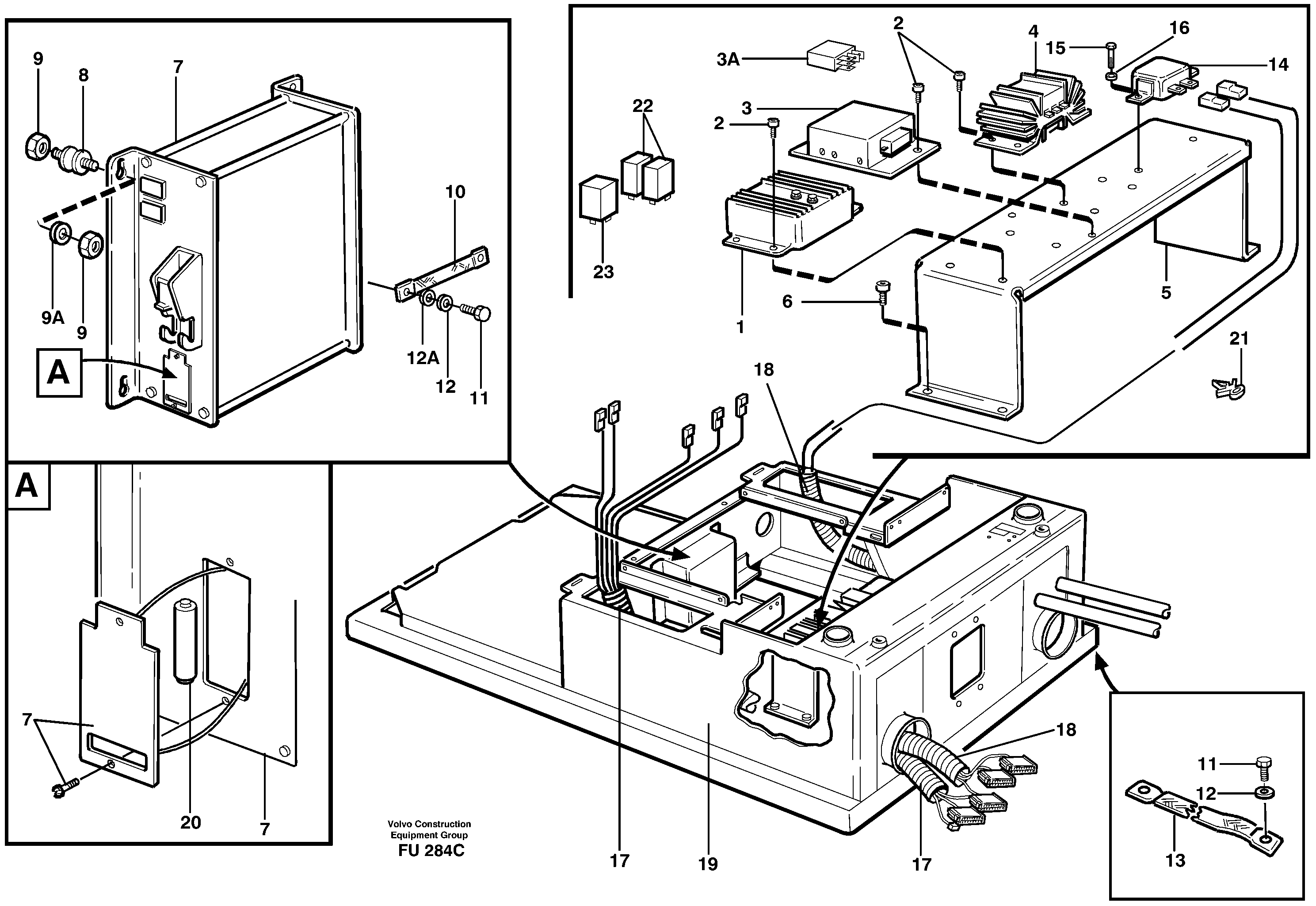 Electric installation in cab floor — volvo parts diagram