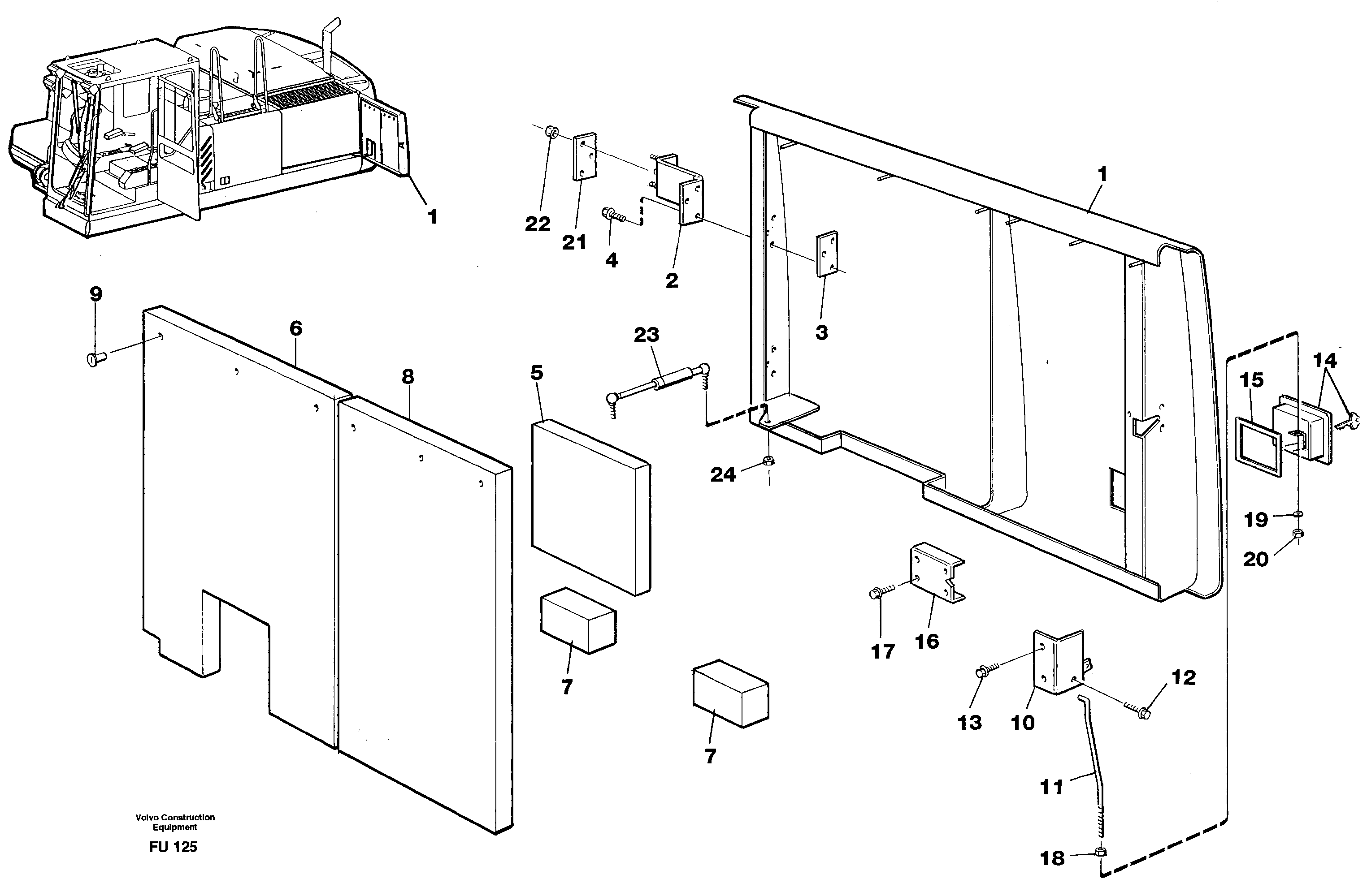 Door, engine, left  SER NO - 1071 — volvo parts diagram
