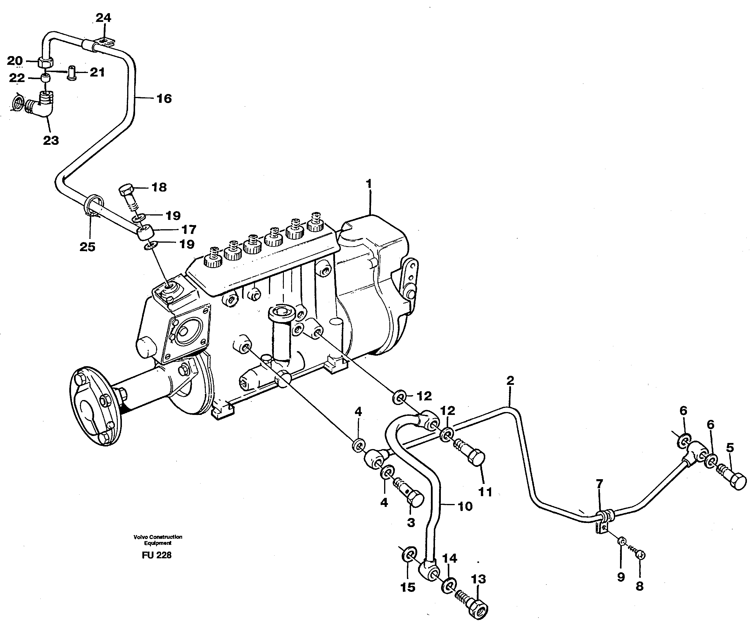 Injection pump: lubricating pipe — volvo parts diagram