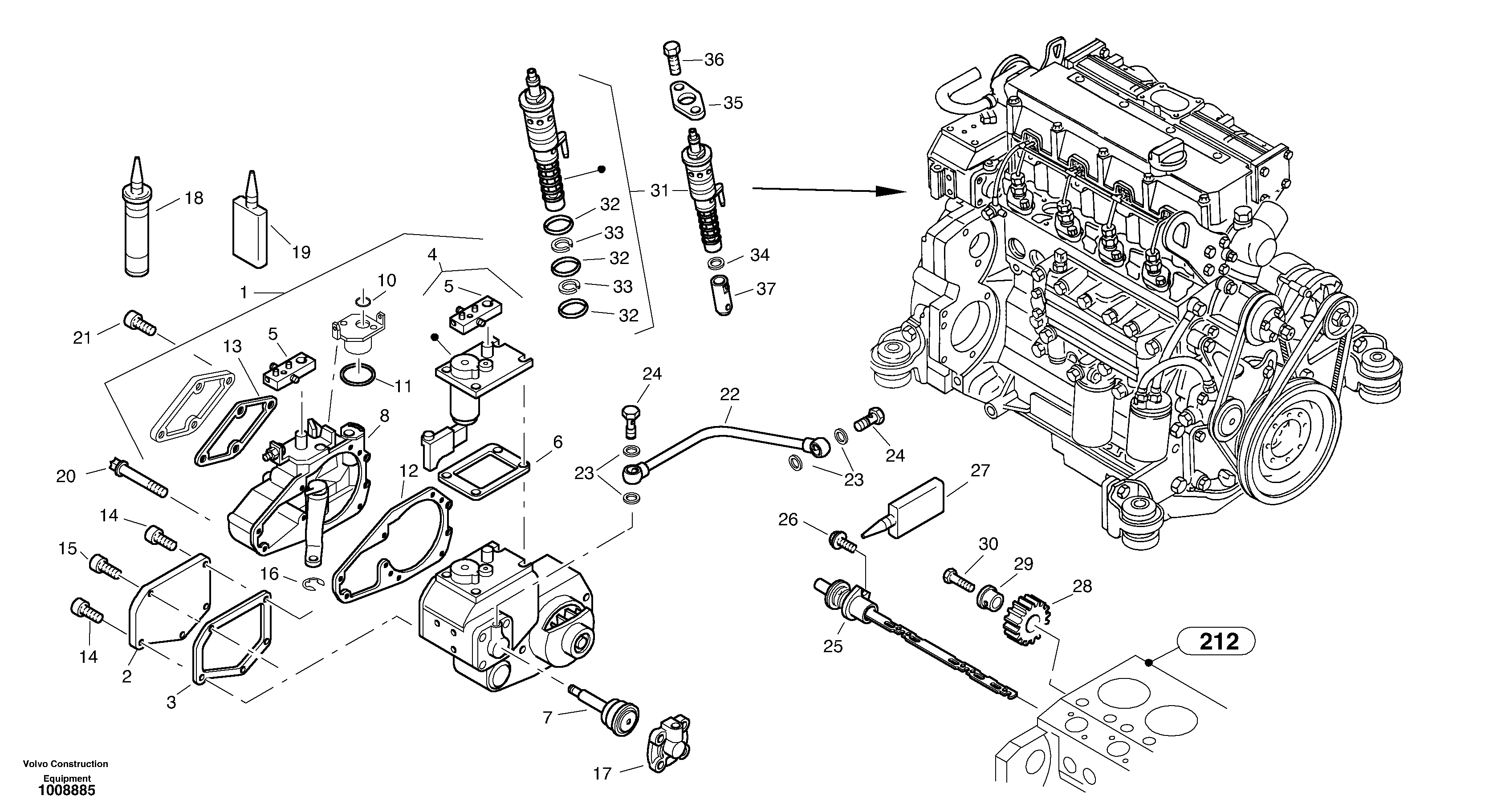 Speed adjustment - Fuel injection pump — volvo parts diagram