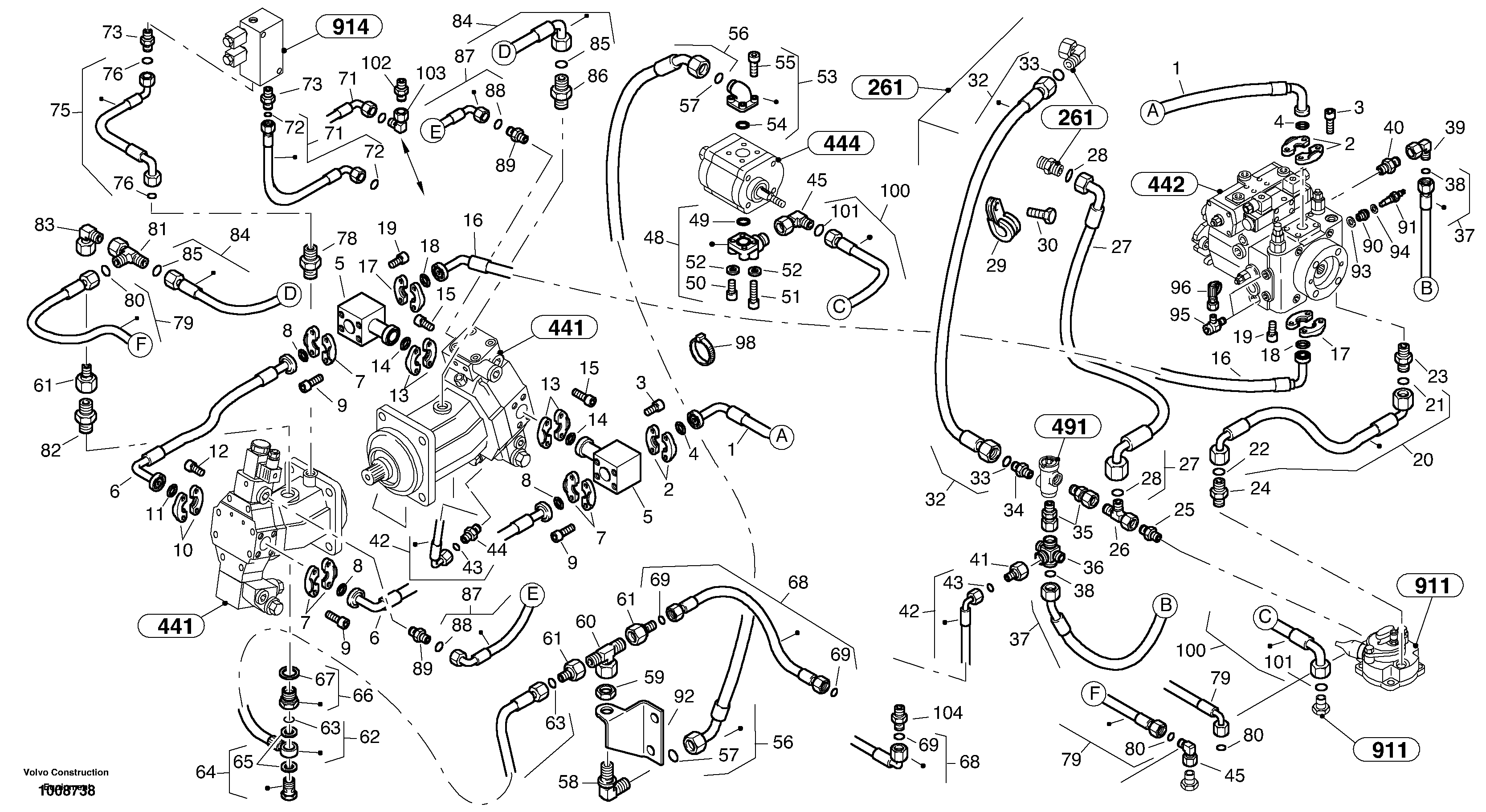 Lines - hydrostatic drive — volvo parts diagram