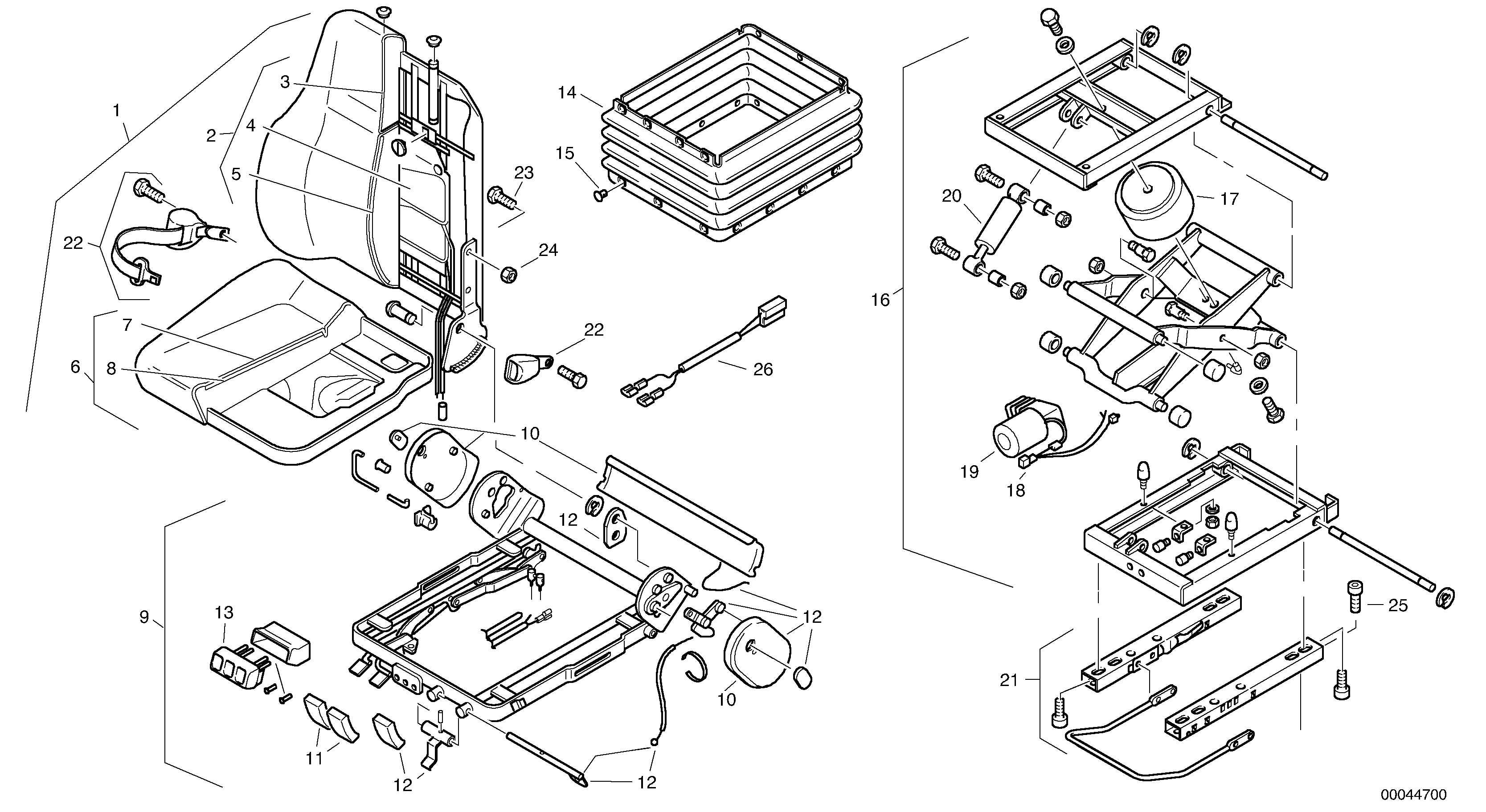 Driver's seat, air suspension - Heating — volvo parts diagram